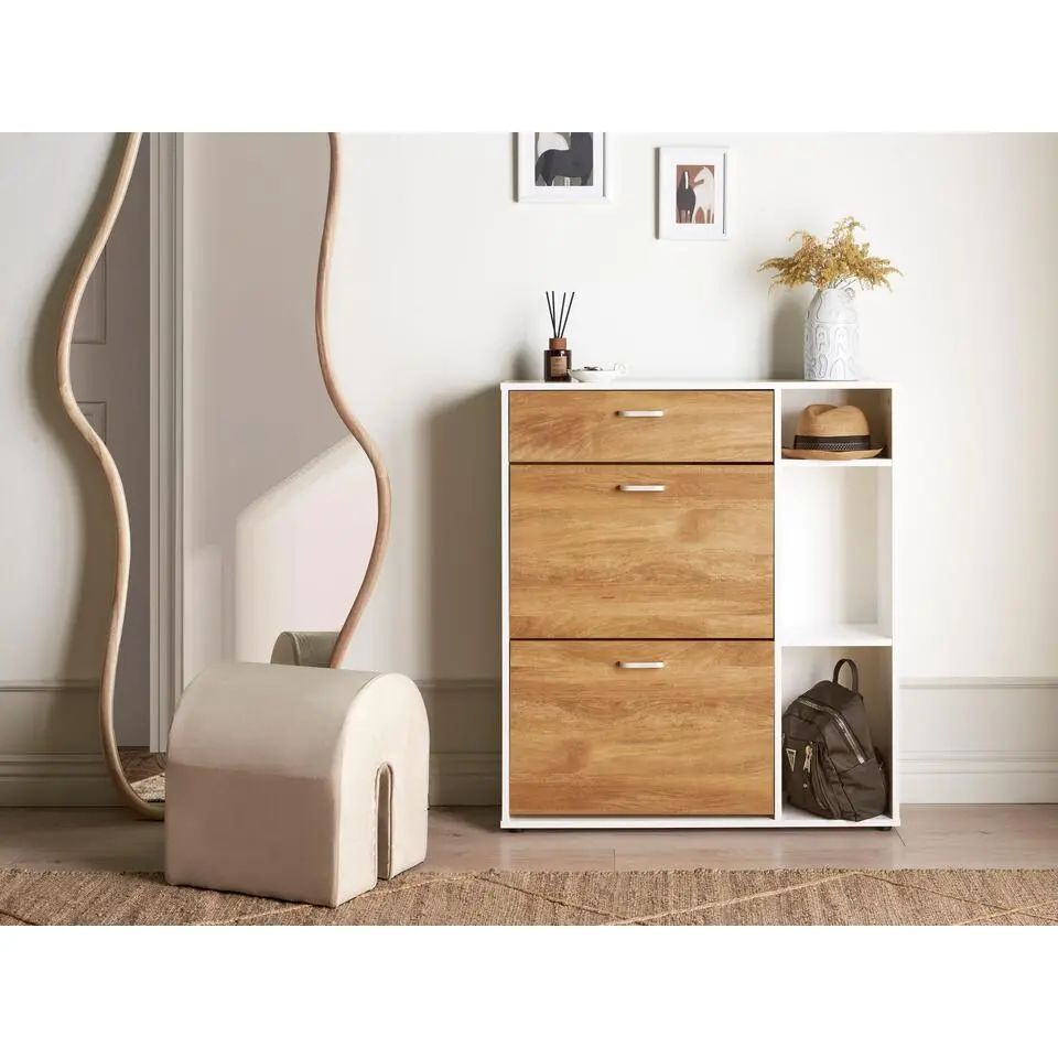 MACKAY - Schoenenkast - Lichthout/Wit - Vezelplaat