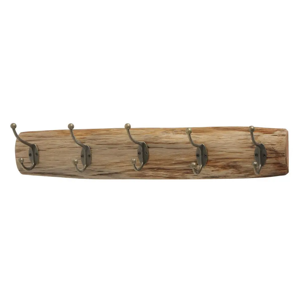Deco by Boltze Kapstok met 5 haken - hout/metaal - 55 cm
