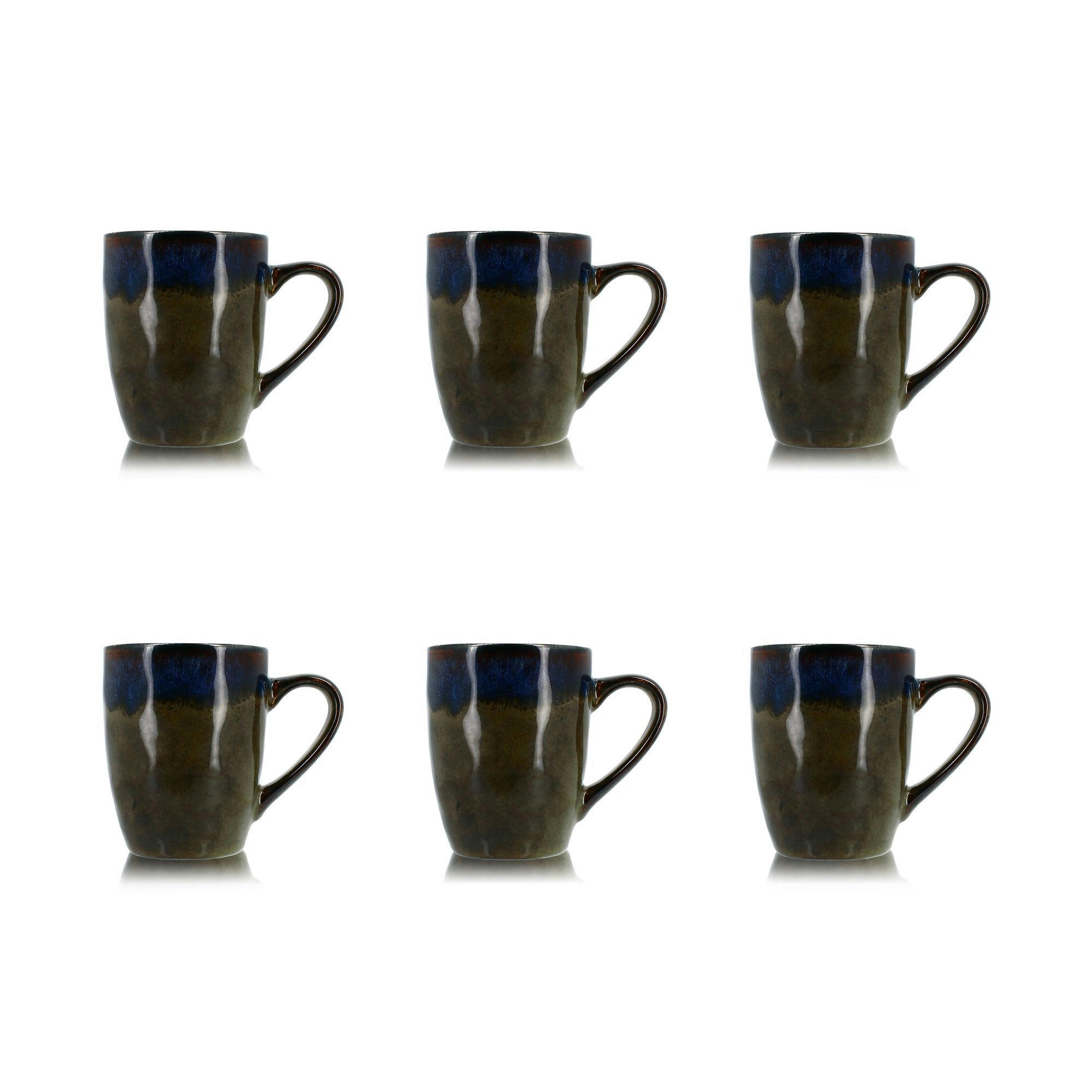 CERTALDO - Lot de 6 mugs en grès marron 33cl