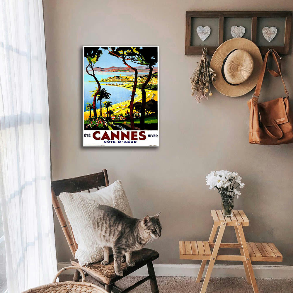 - Tableau affiche touristique vintage Cannes Côte D'Azur 50x70cm
