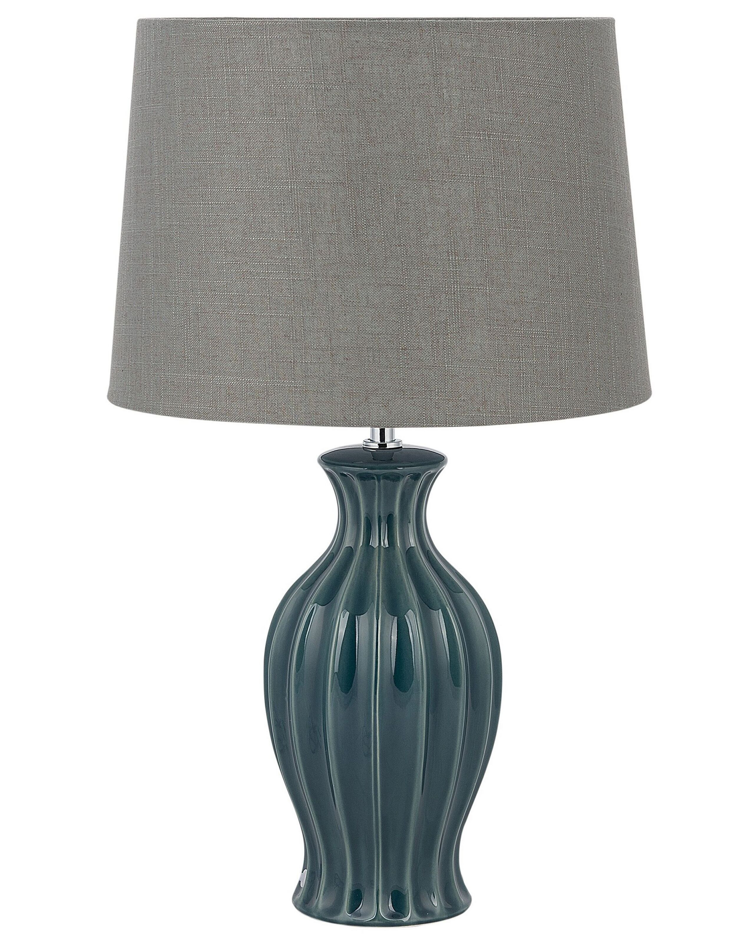 Lampa stołowa ceramiczna 59cm zielona