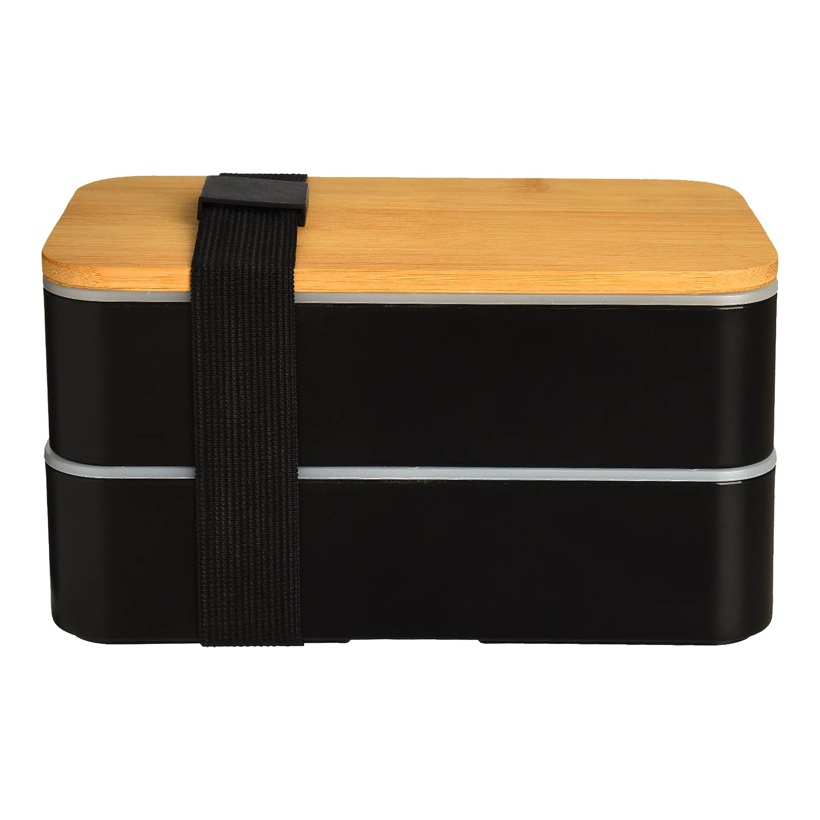 Doppel-Lunchbox mit Mehrwegbesteck Schwarz,B 185 x H 95 x T 105 mm