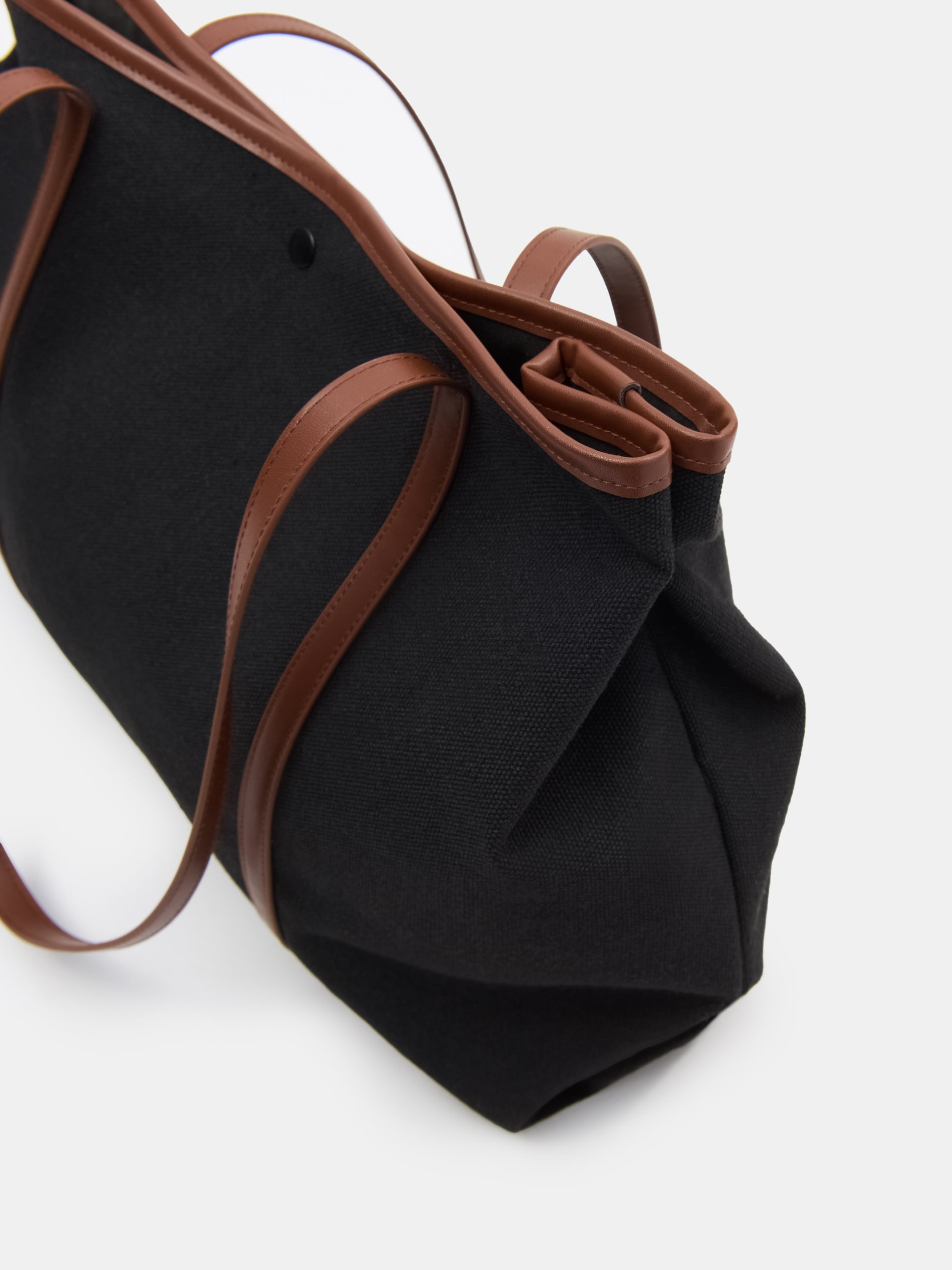 Duża torba shopper z kontrastowymi uchwytami