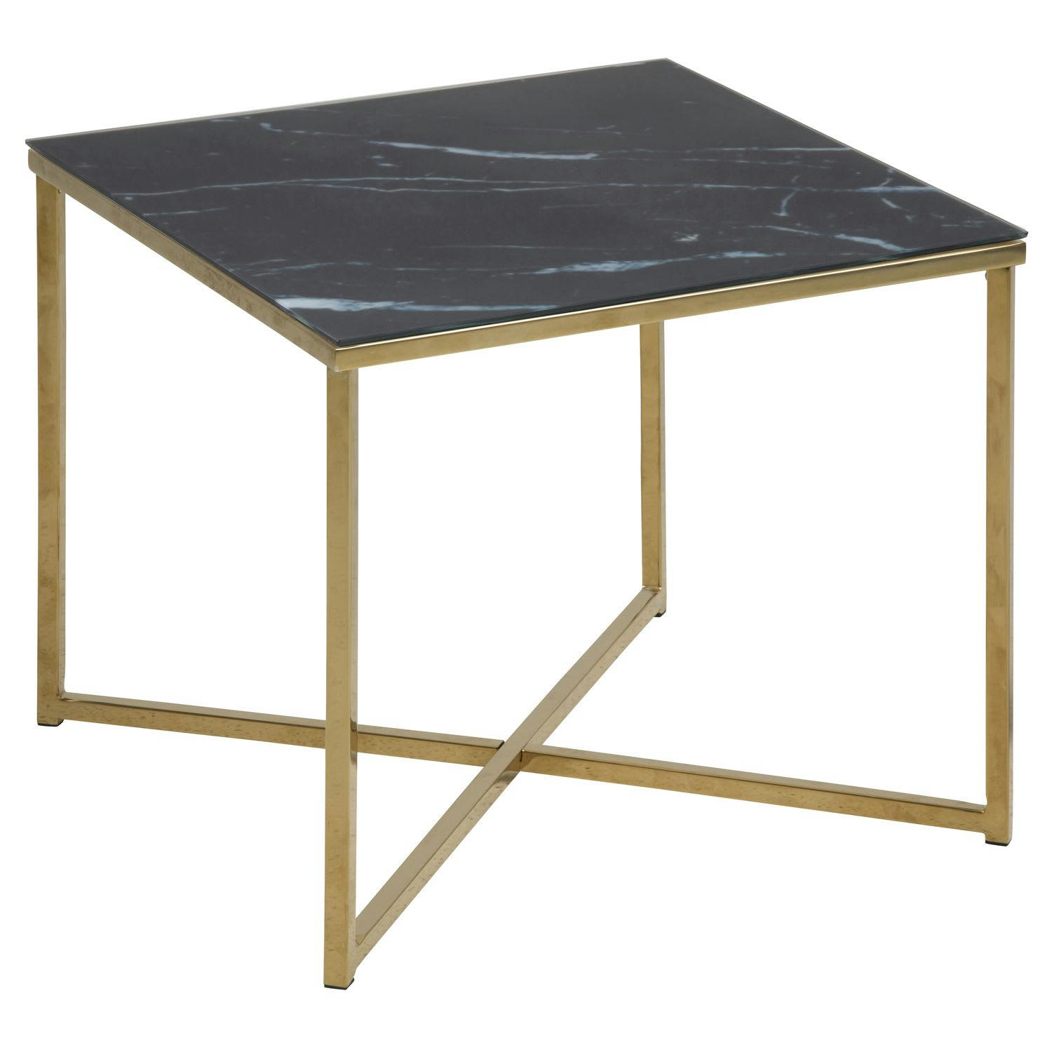 ALYSÉ - Table d’appoint carré en verre et métal noir