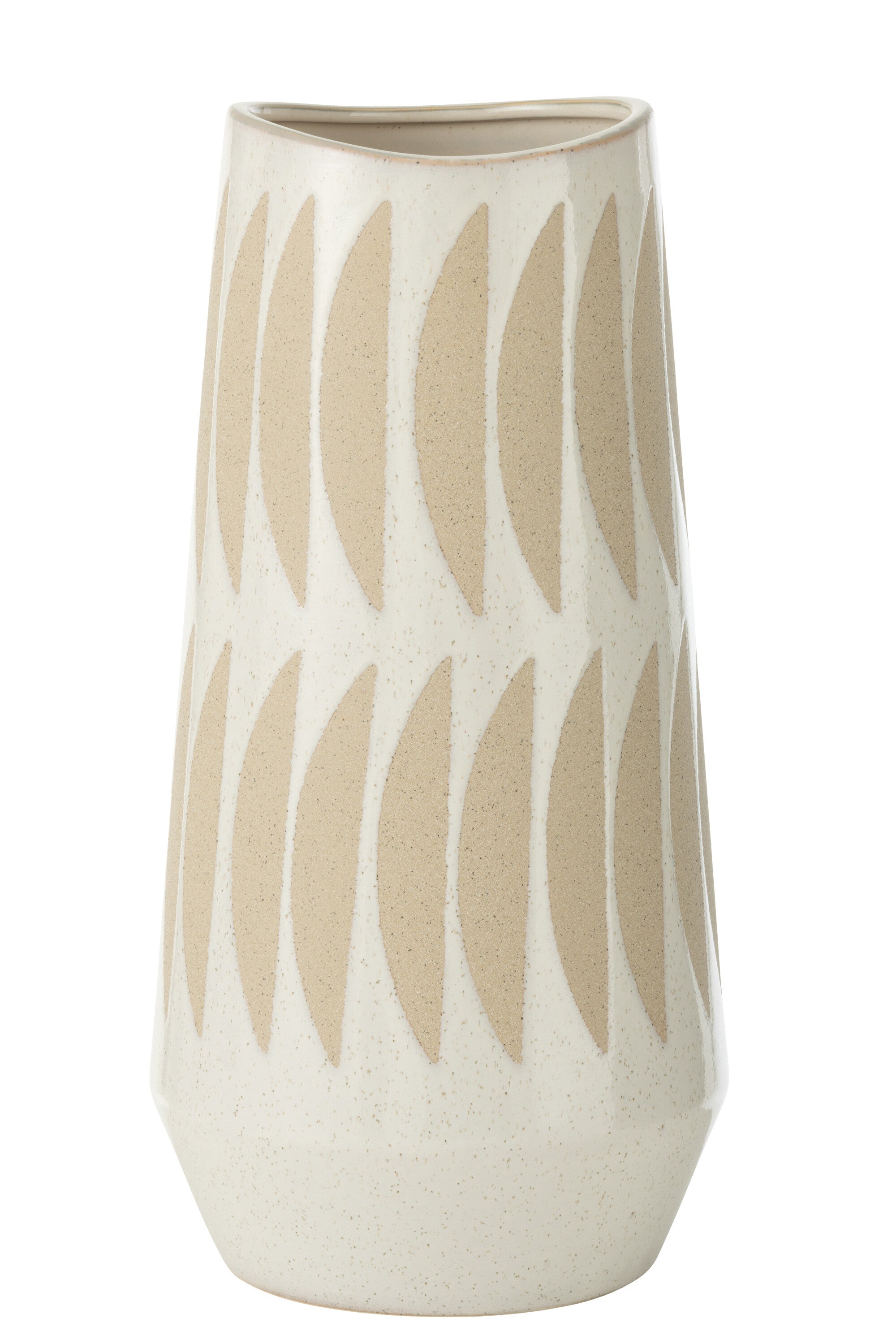 J-Line vaas Kai - keramiek - beige wit - large - 40 cm hoog