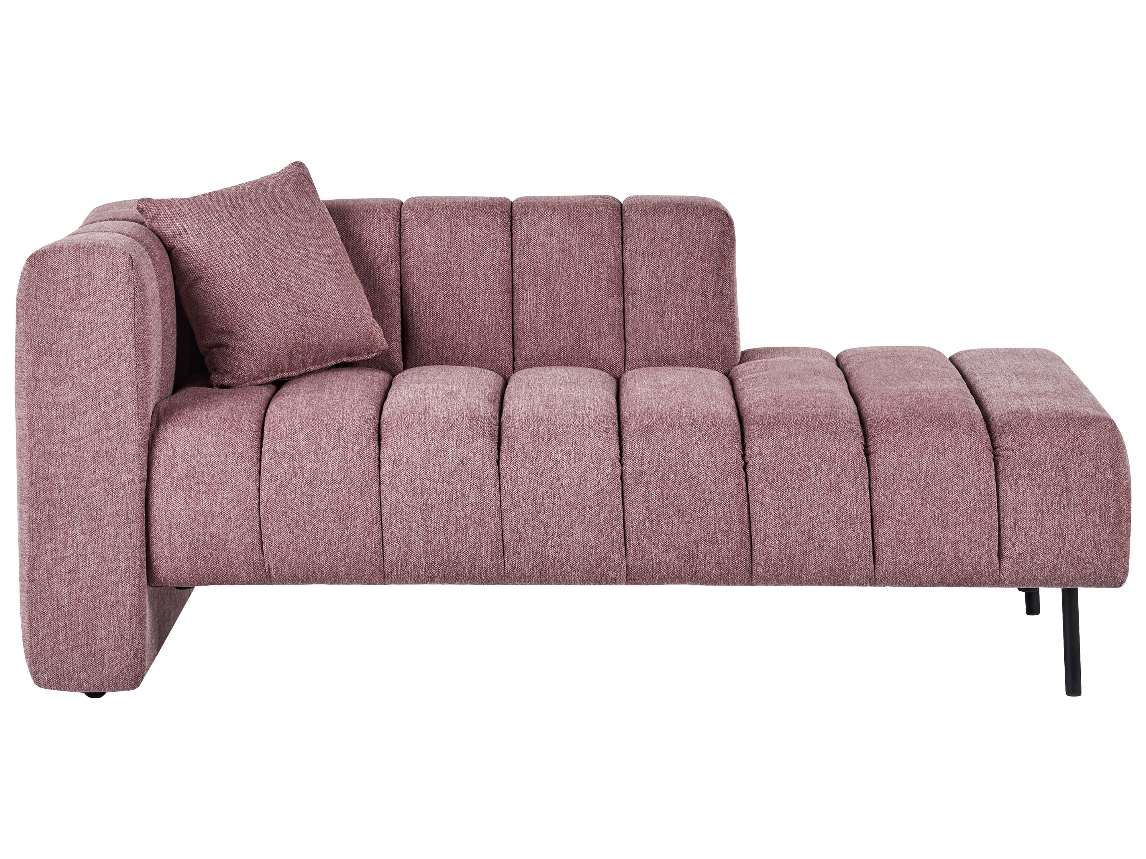 Left-Hand Chaise Longue LANNILS Fabric Pink