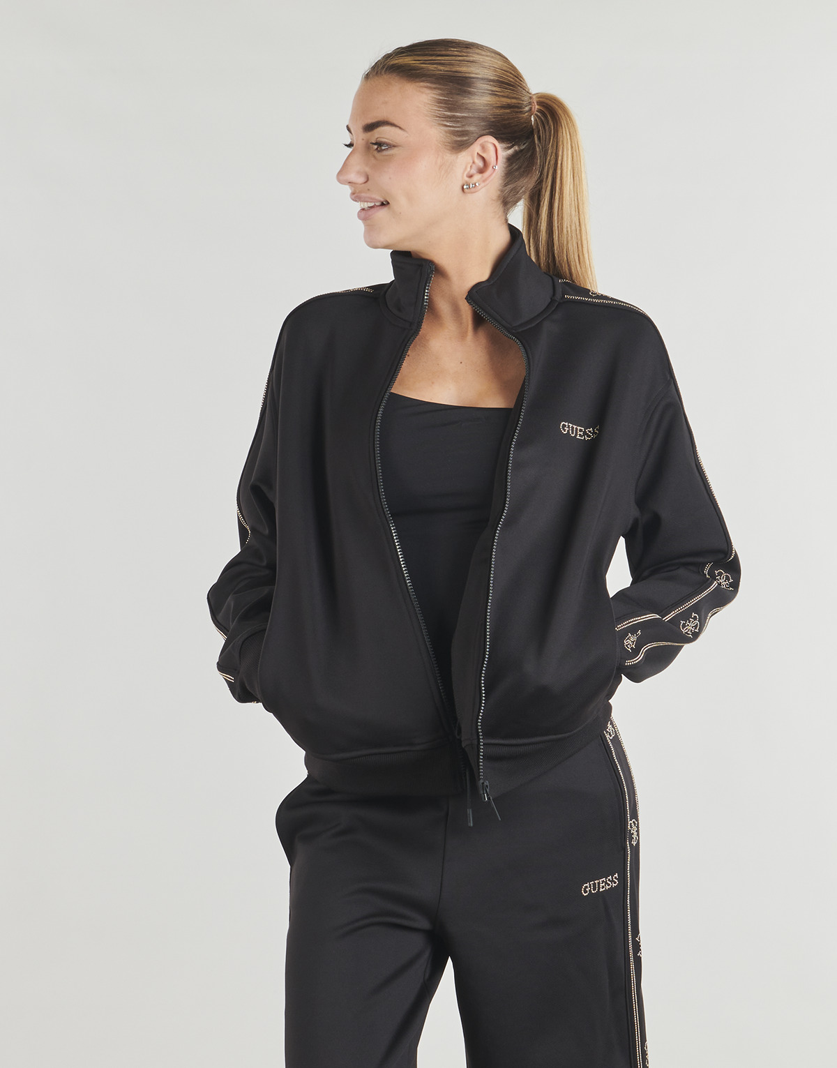 Guess - OCTAVIA HIGH NECK FULL-ZIP - Black