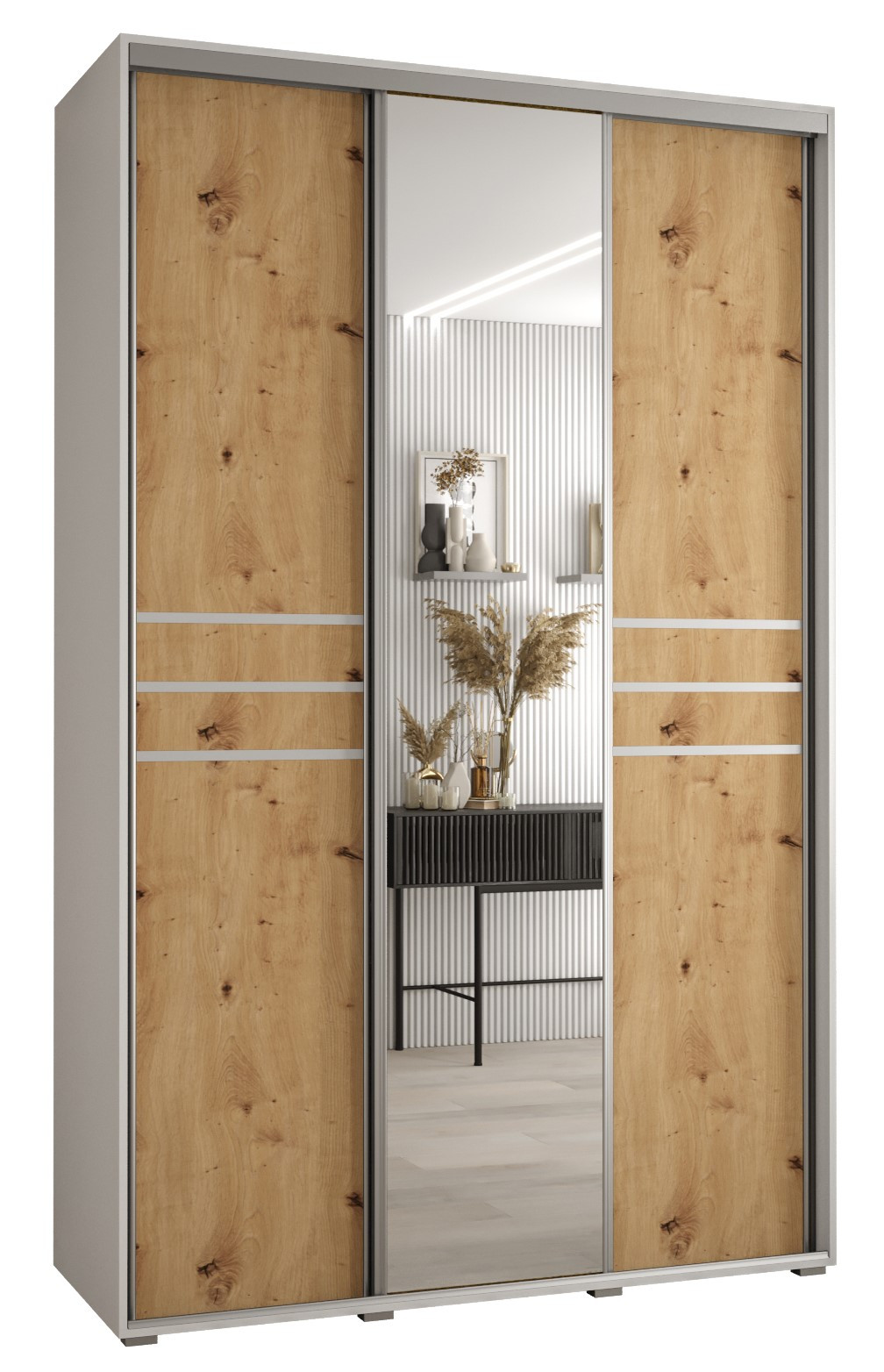 Szafa przesuwna 45 wysoka Davos 11 150 biały artisan srebrny