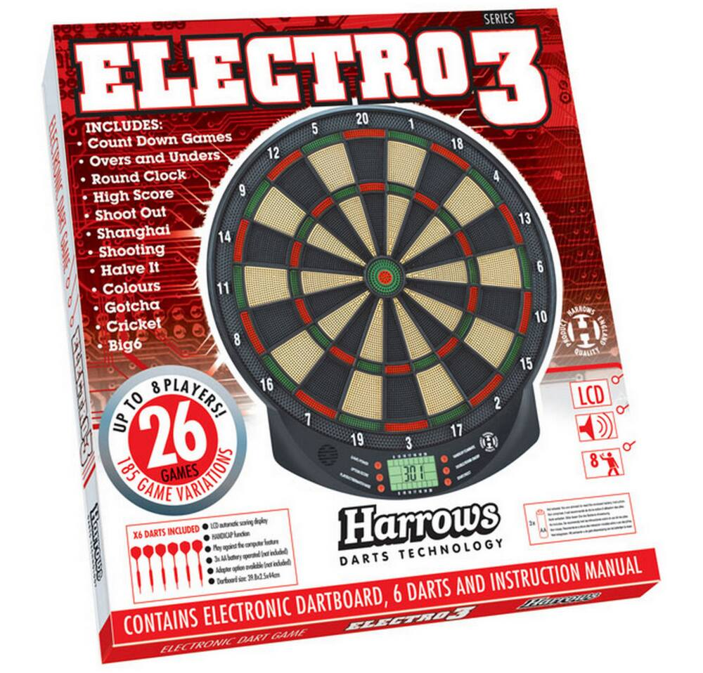 Harrows Electro Series 3 Soft Tip Electronic Dartboard Set w/ Scoreboard, 6 Darts & Tips