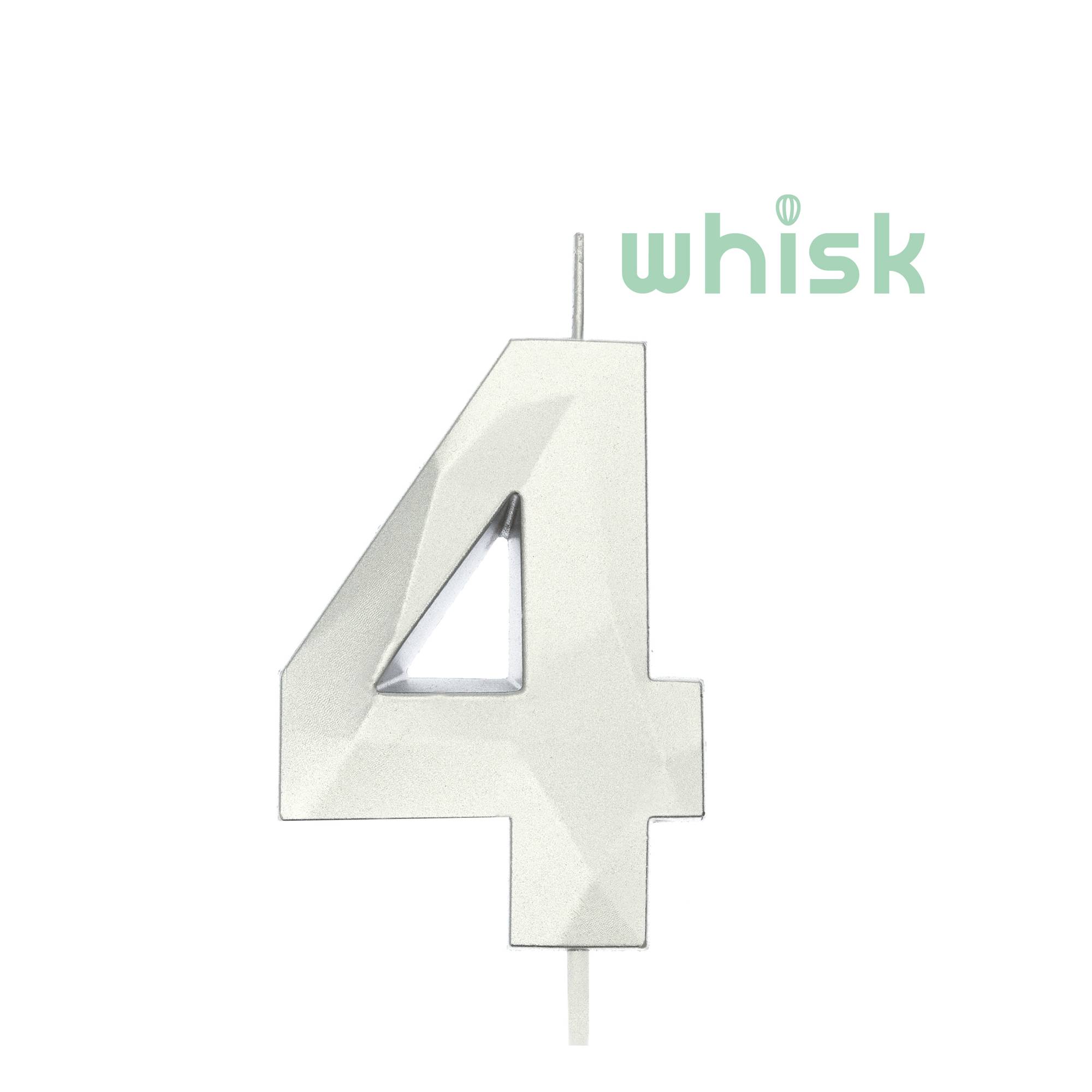 Whisk Silver Faceted Number 4 Candle