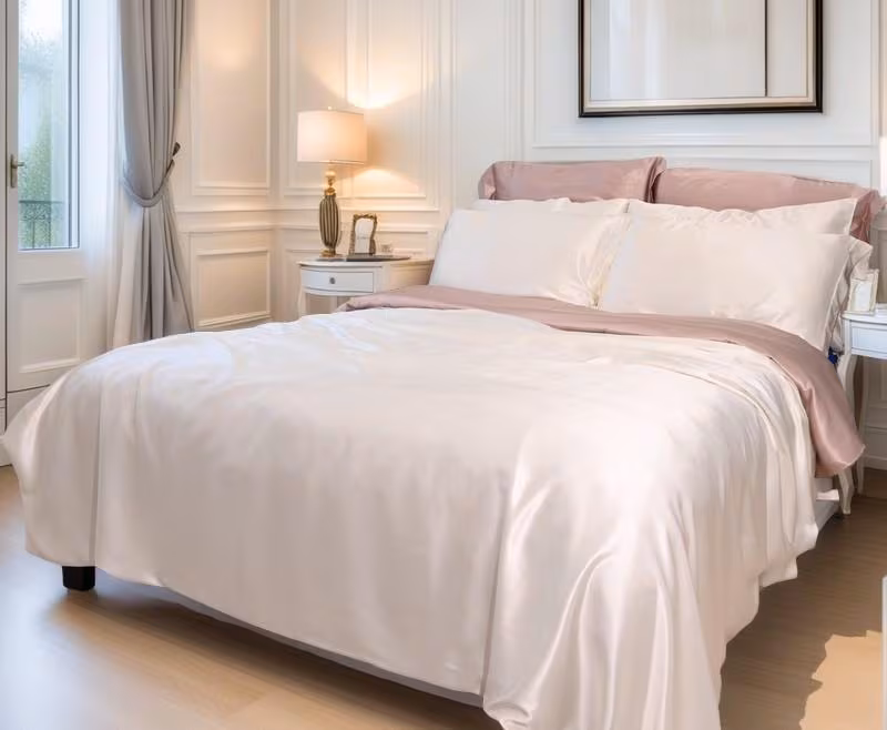 4 pieces Mulberry Silk Bedding Set includes : Duvet cover,fitted sheet,2pillowcase 25 Momme