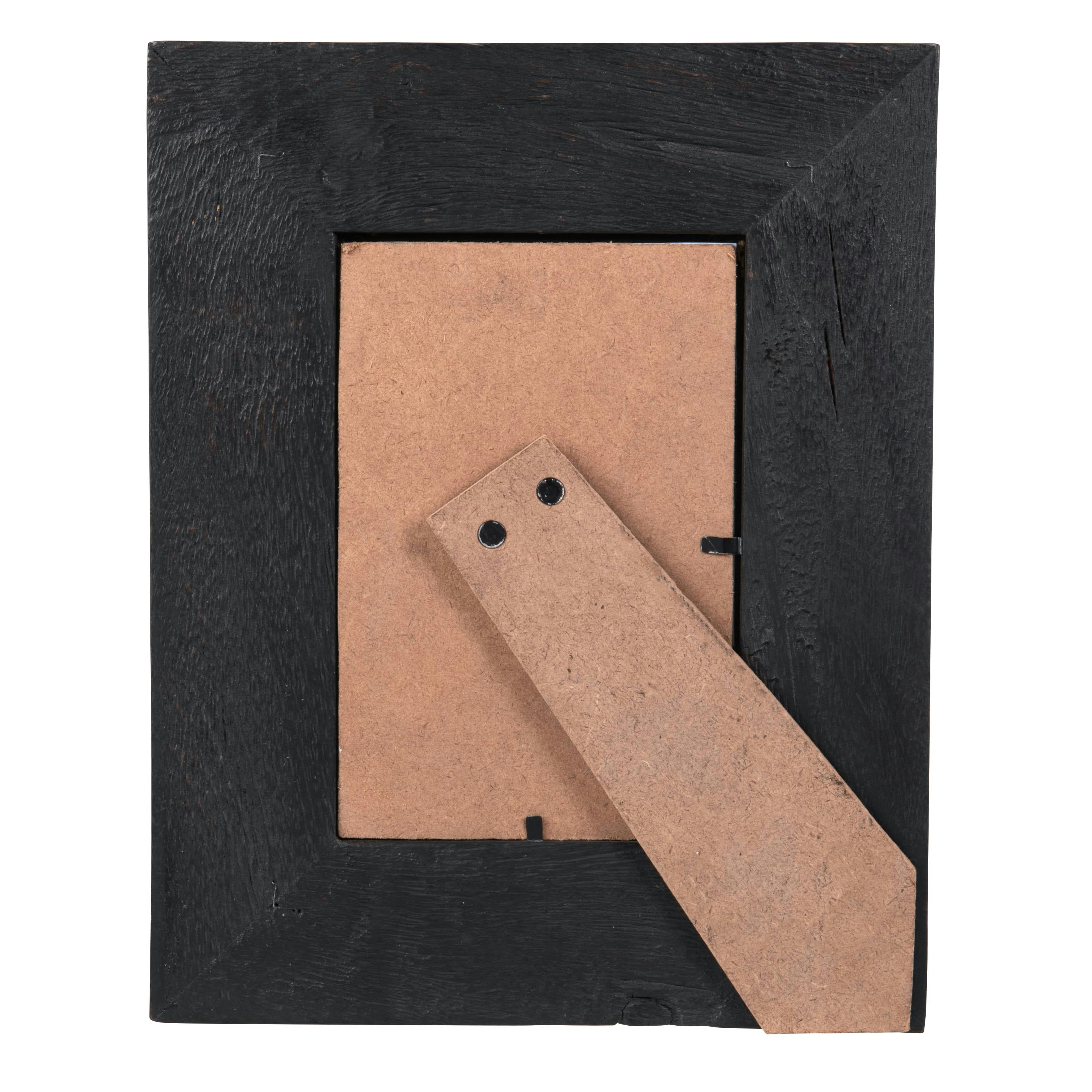 HANAKI - Cadre photo en bois de manguier brûlé noir 10x16
