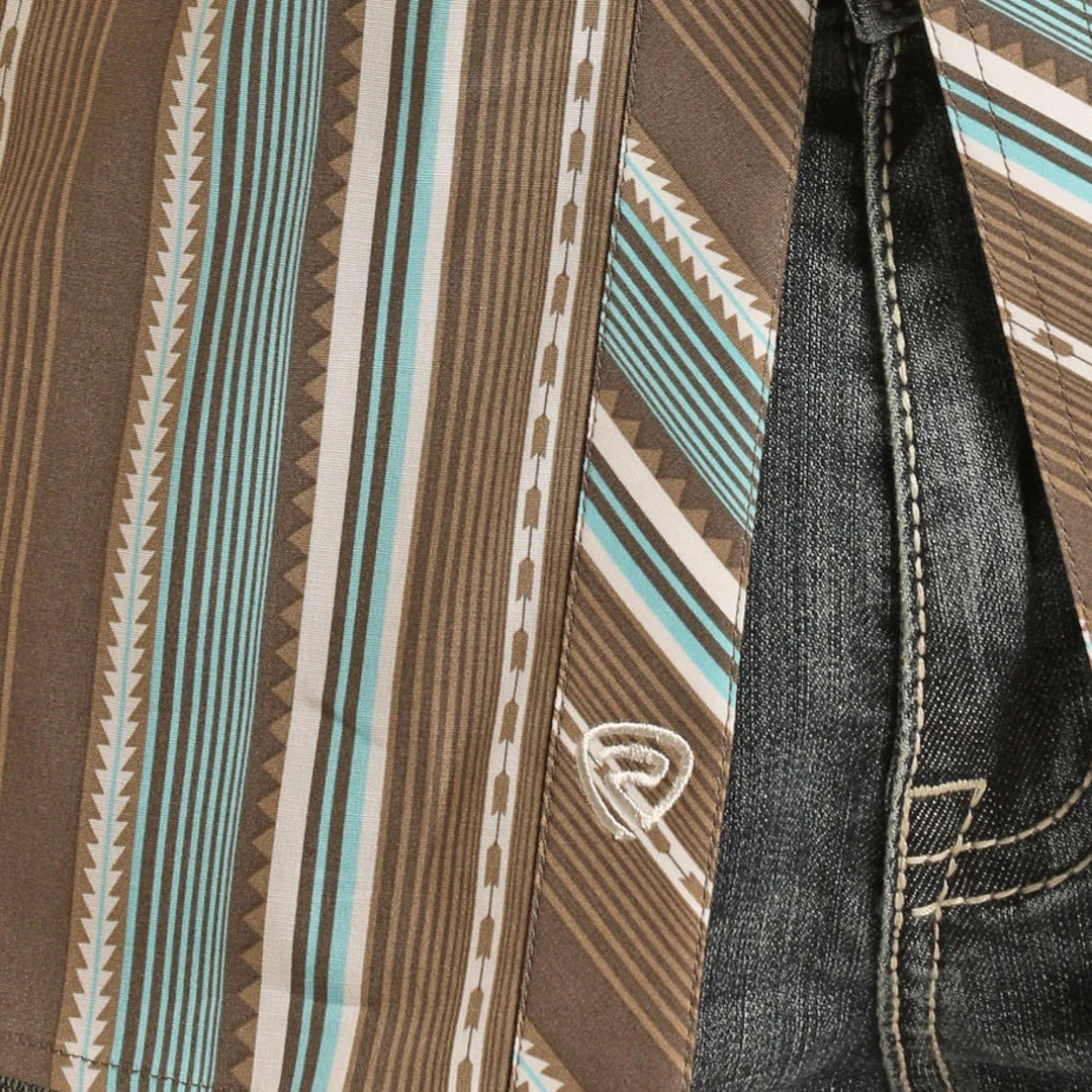 Мужская рубашка в полоску с застежкой на кнопках в стиле рок-н-ролл и ковбой