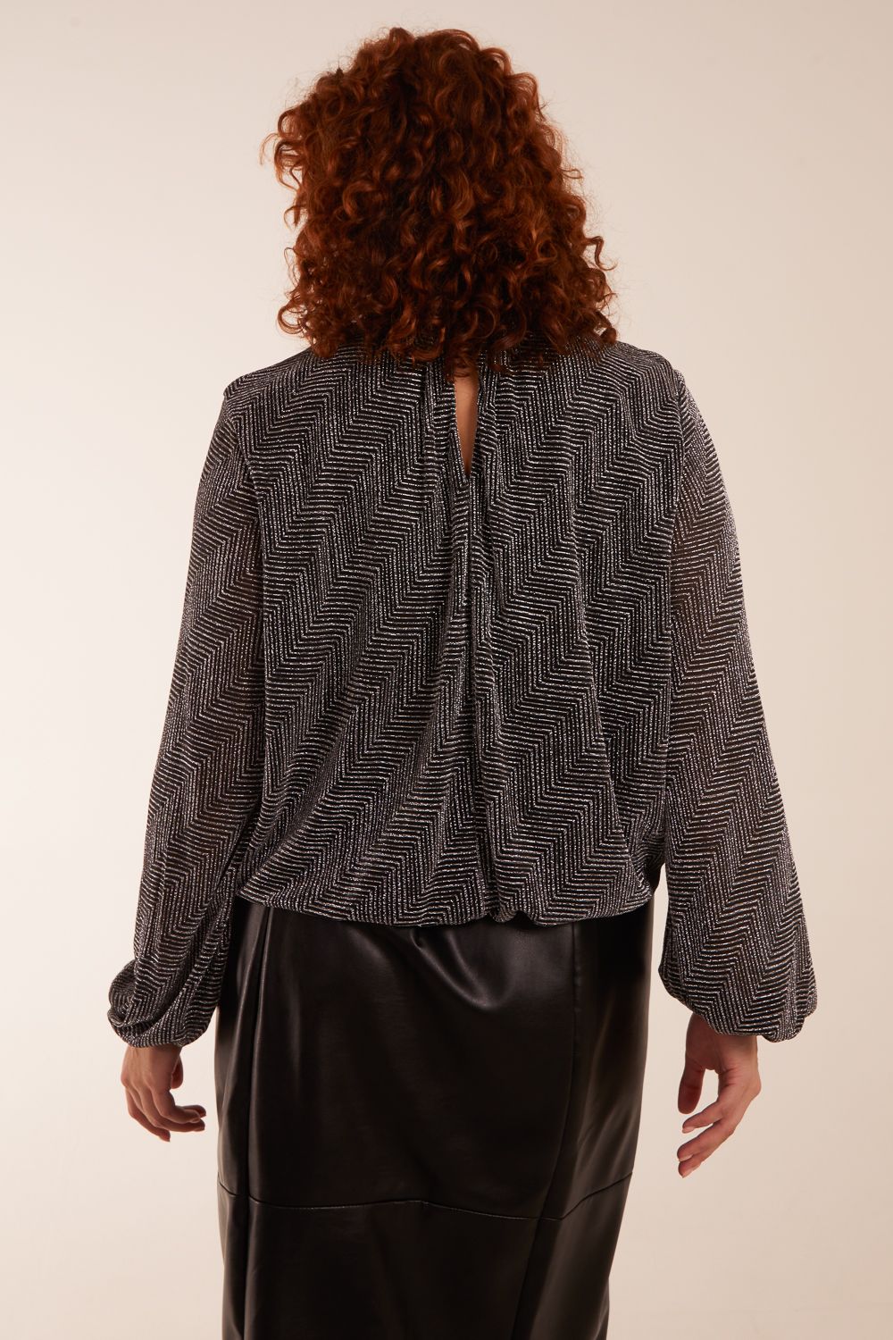 Blue Vanilla Curve Puffball High Neck Top