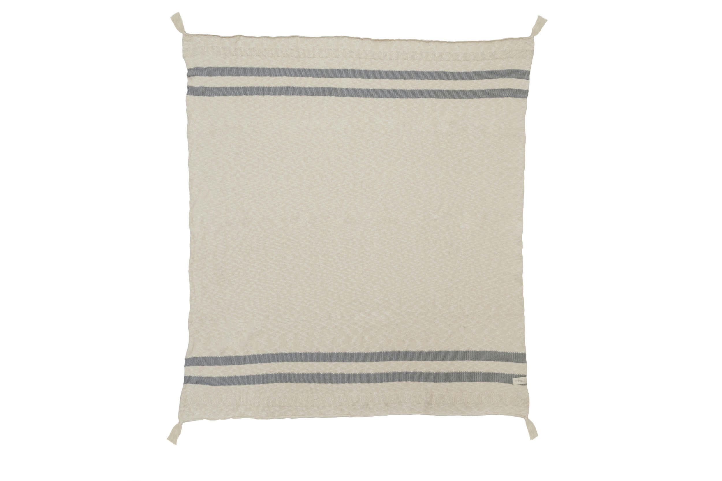 MOROCCO - Plaid en coton beige et gris 125x150