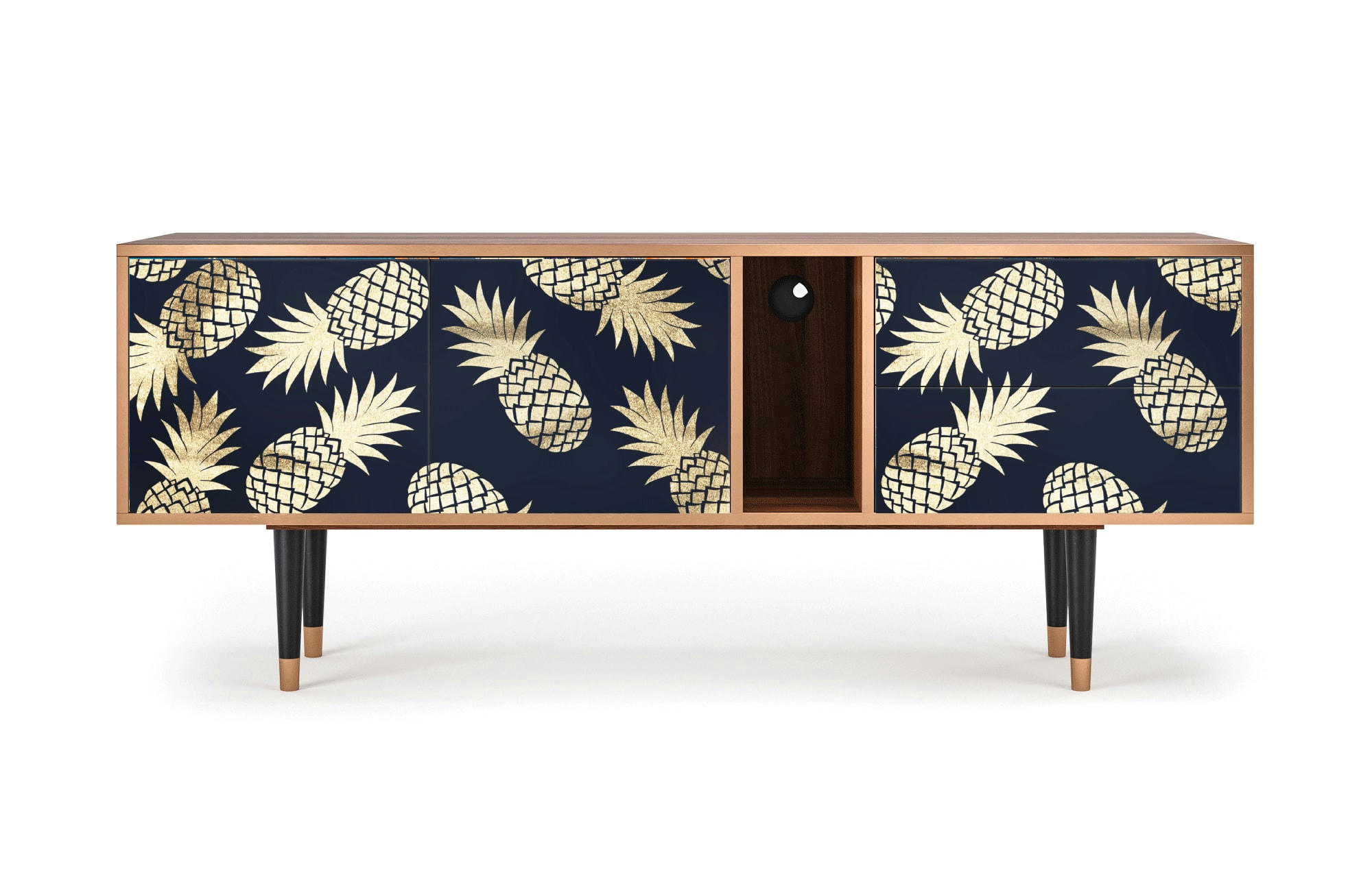 SUNNY PINEAPLE - Meuble TV  bleu et jaune 2 tiroirs et 2 portes L 170 cm