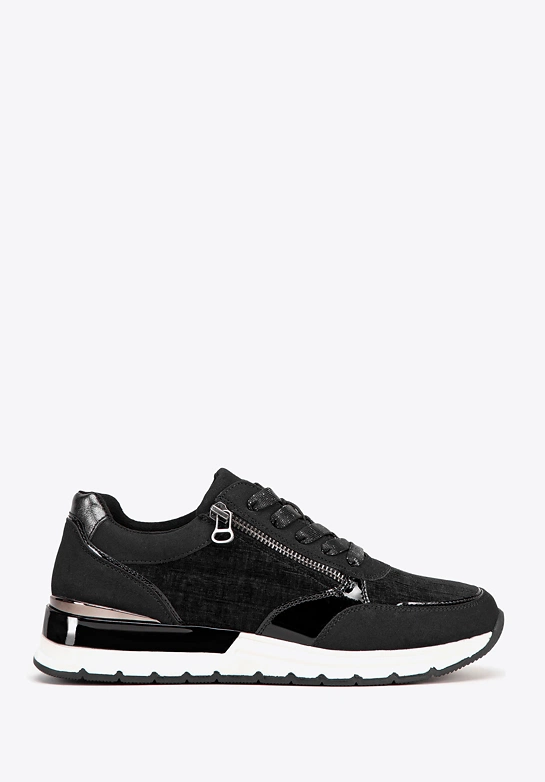 Damskie sneakersy z suwakiem na boku czarne