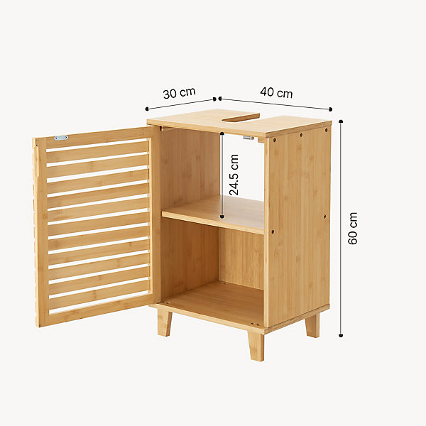 Meuble sous lavabo Iveland bambou 60 x 40 x 30 cm en.casa