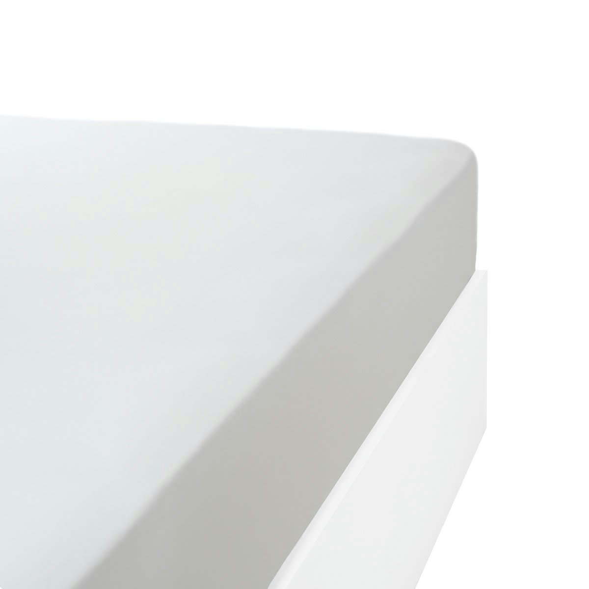 DRAP HOUSSE DOUCEUR ADULTE - Drap housse jersey extensible en coton blanc 180x200 cm