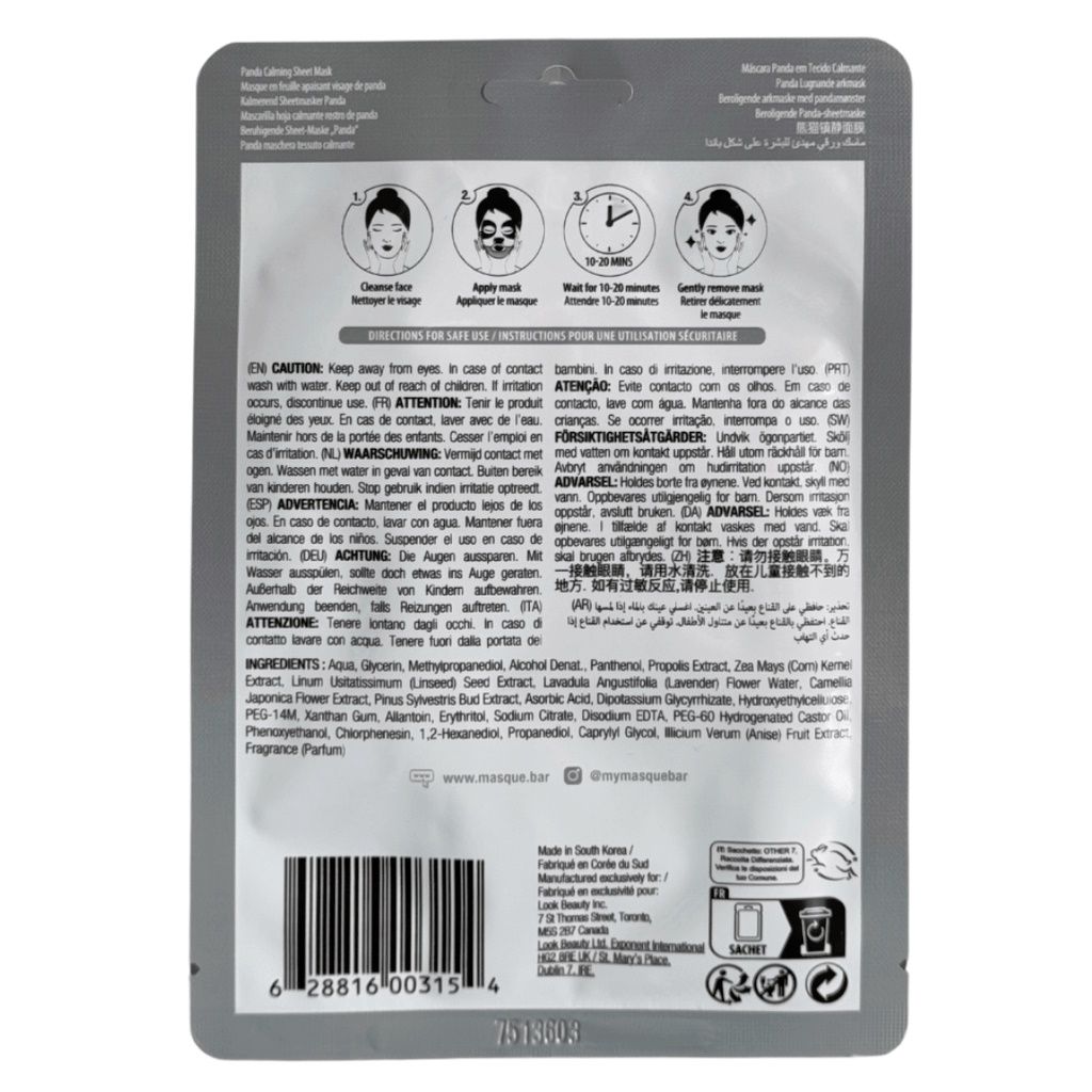 Masque BAR Pretty Animalz Calming Face Sheet Mask - Panda
