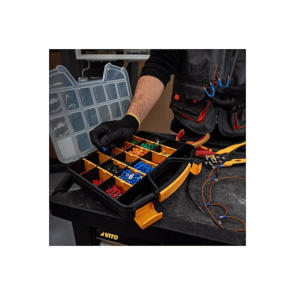 Boîte de Rangement 20 compartiments Amovibles - Organiseur Transparent Multifonction pour Petites Pièces Vis, Boulons VITO