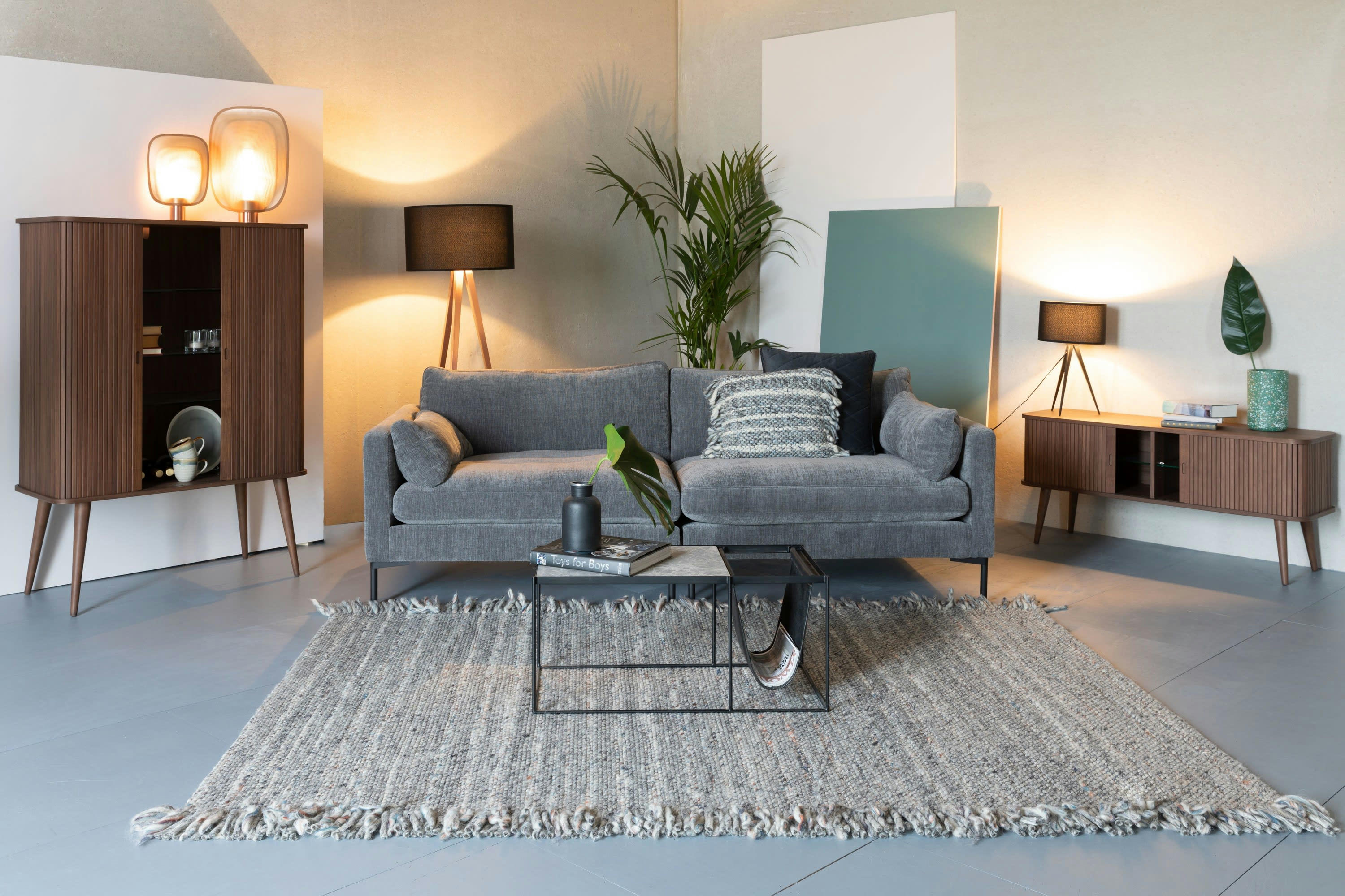 SUMMER - Canapé 3 places en tissu anthracite