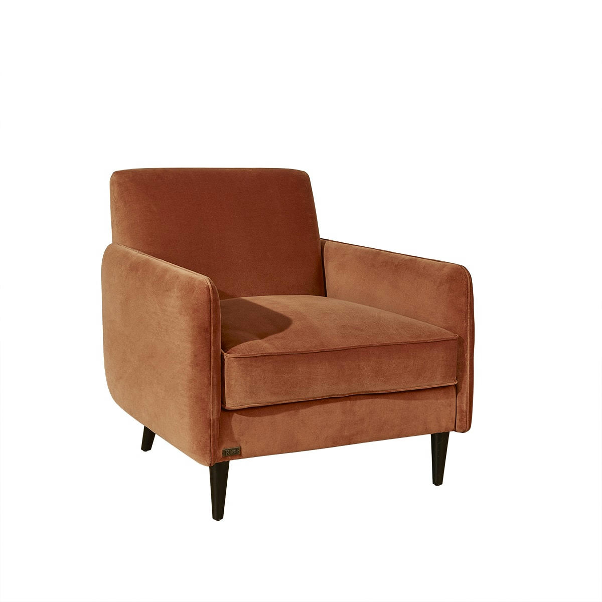 SANDOR - Grand fauteuil en velours caramel