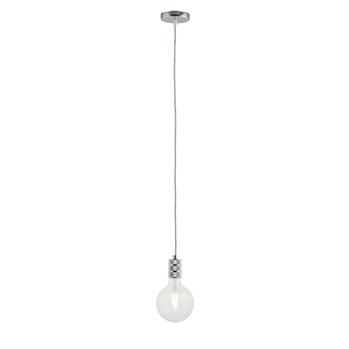 Lighto | Pendel Chroom | Inclusief Lichtbron Helder | Retro | 1.5m Snoer | Met Plafondkap