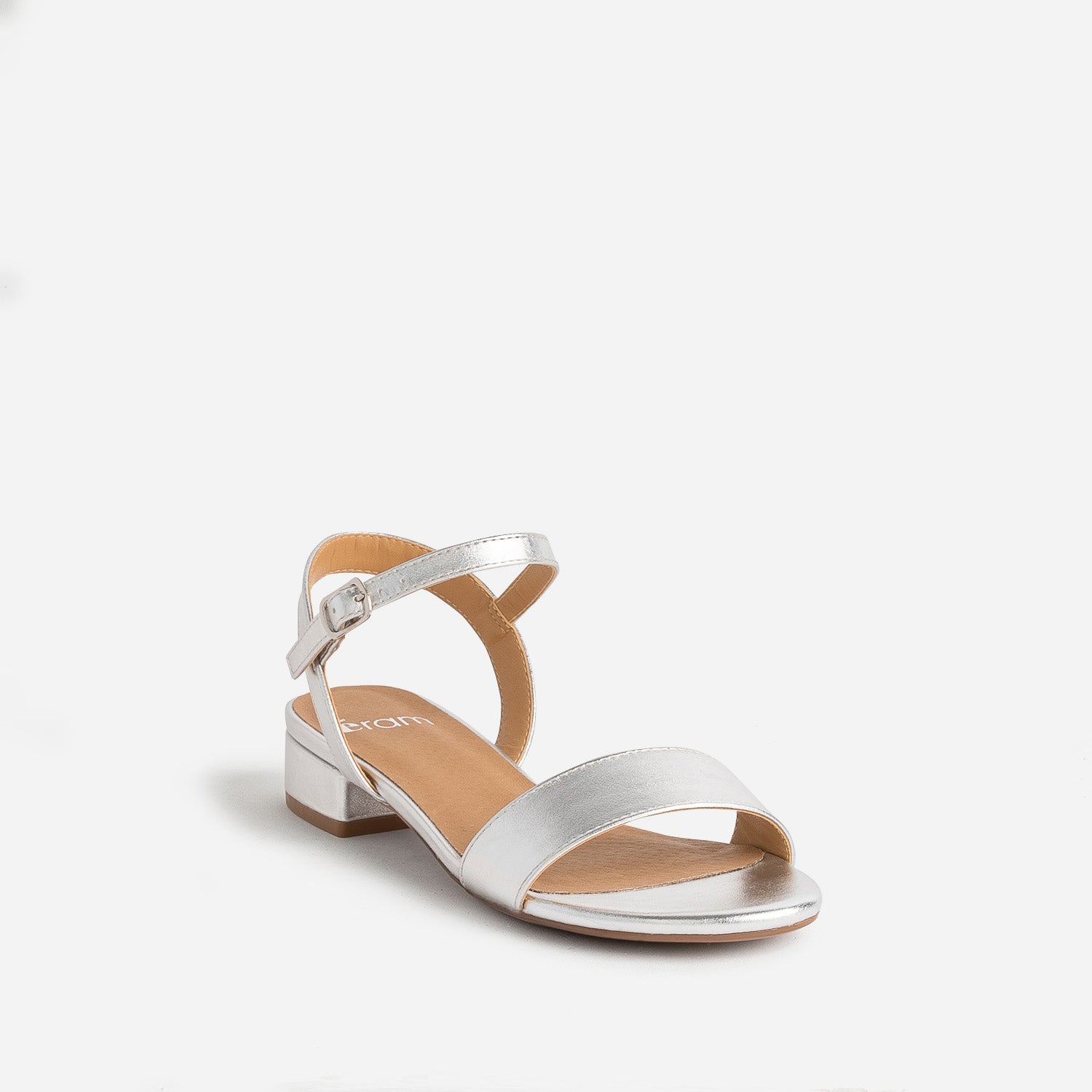 Sandale gris argent à petit talon