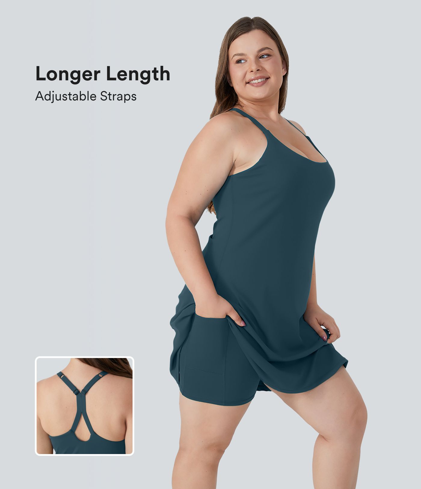 Robe longue Euphoria SoftlyZero™ Airy grande taille dos nu ajustable à bretelles et effet frais InstantCool