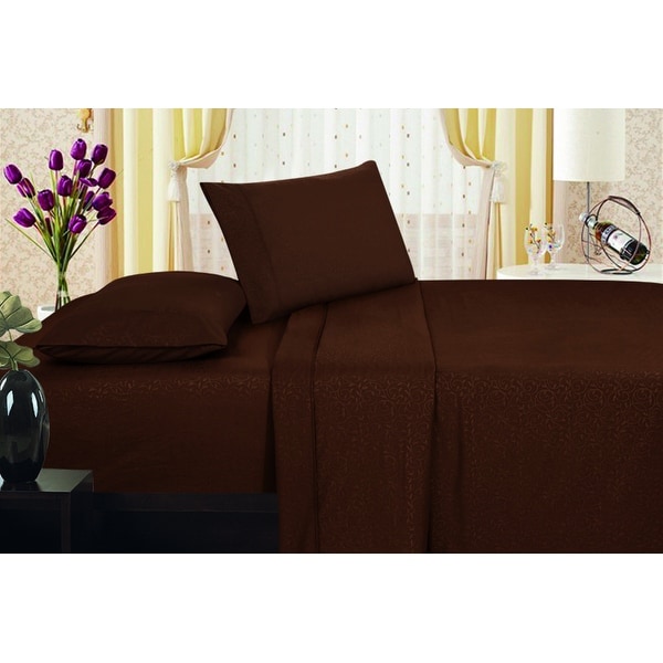 Embossed Vine Sheet Set Queen Sheet Set Chocolate