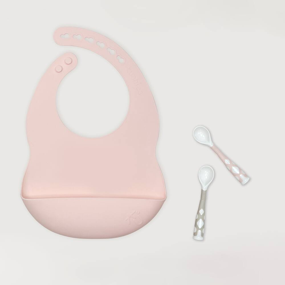 Kushies Silibib Silicone Feeding Bib, Pink