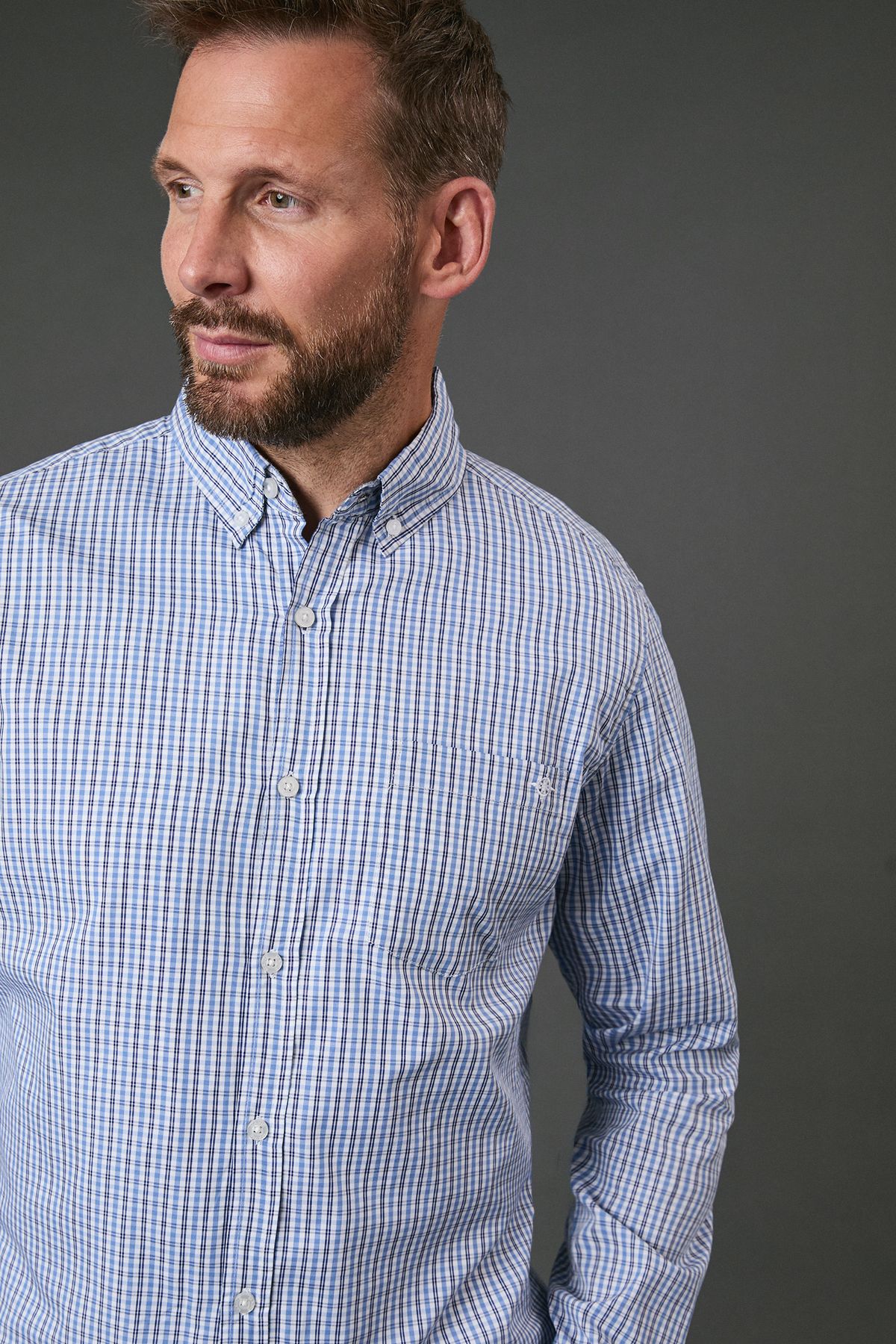 Maine Blue Check Long Sleeve Shirt