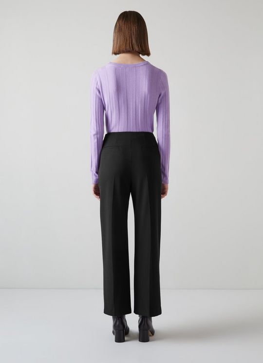 Parker Black Recycled Crepe Wide-Leg Trousers