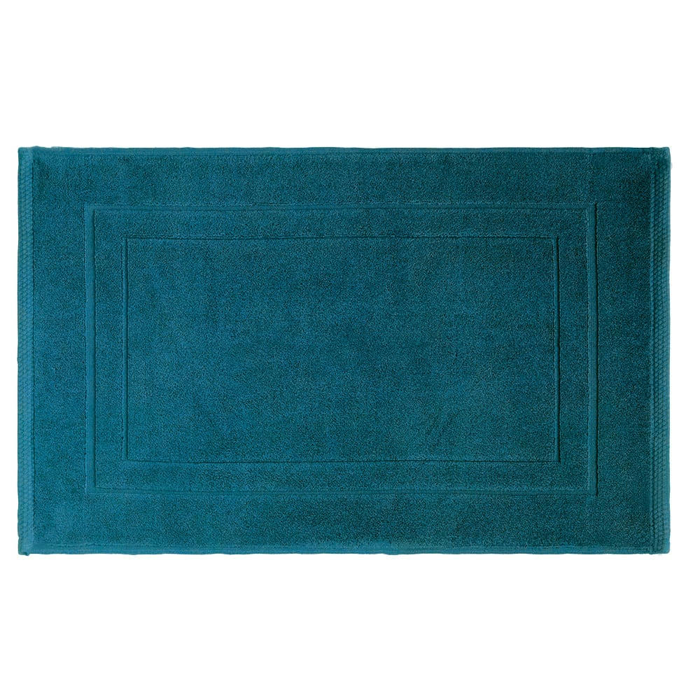 - Tapis de bain  pur coton bleu 50x80