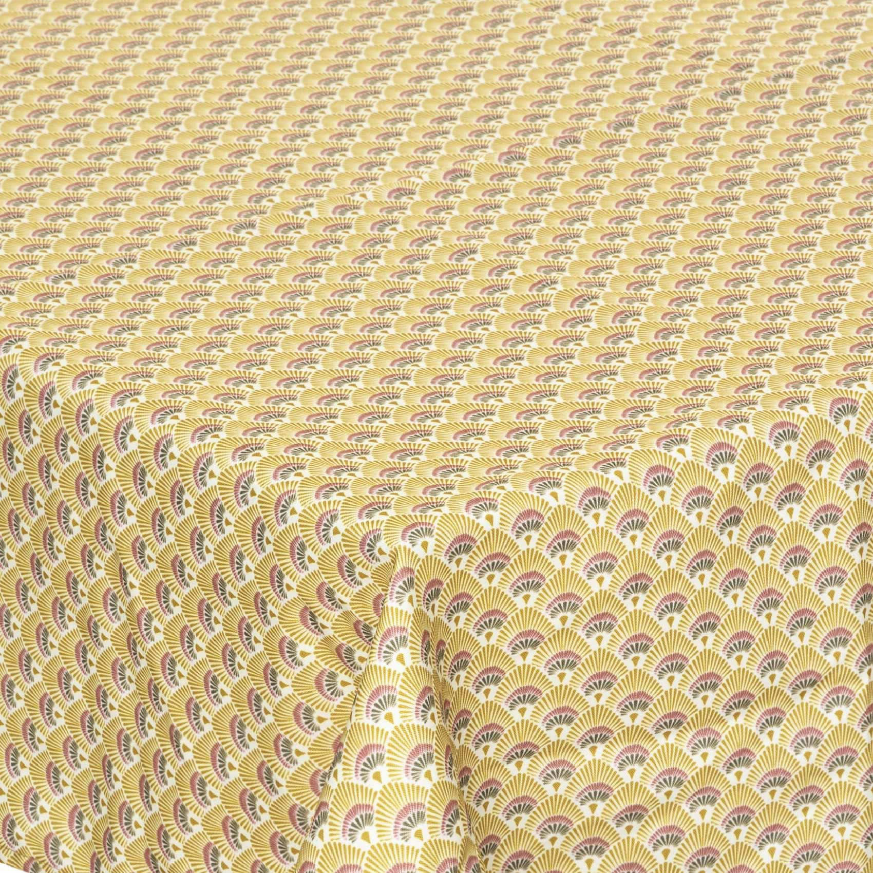 - Nappe anti-tâche imprimée art déco polyester jaune 140x240 cm