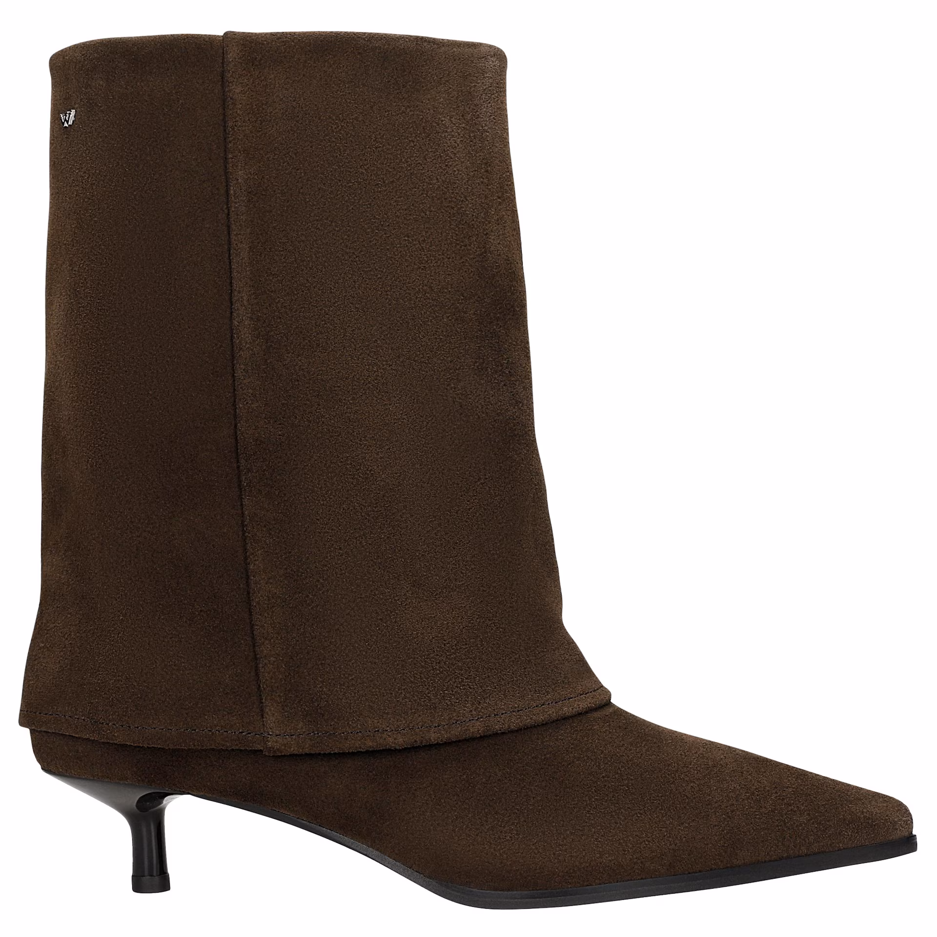 Brązowe botki damskie na niskiej szpilce
