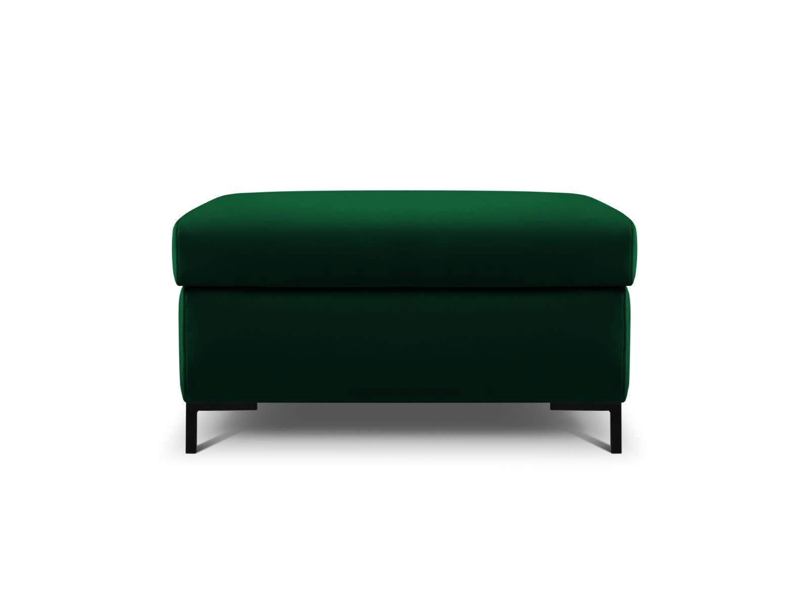 YANIS - Pouf Avec Boîte 1 place en Velours Vert Bouteille