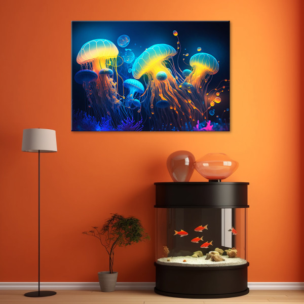 Feeby Obraz na płótnie, Neonowa abstrakcja morska 60x40