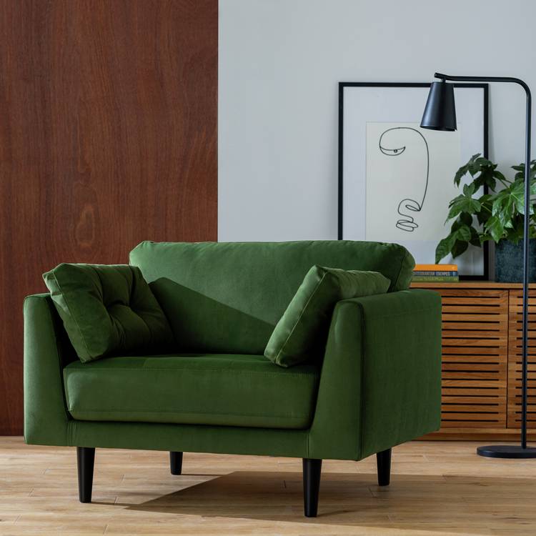 Habitat Kleo Fabric Cuddle Chair - Forest Green