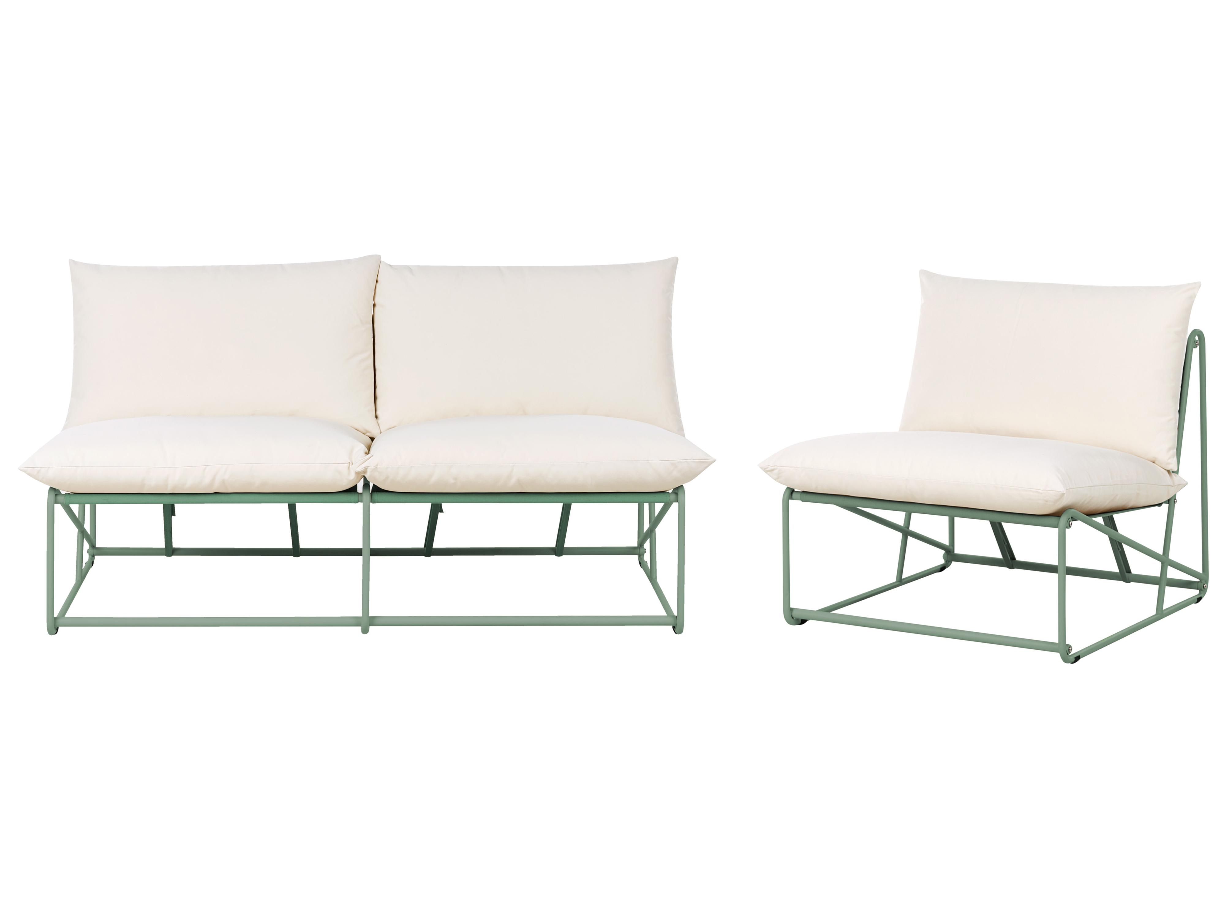 Garden Sofa Set 3 Seater PICO Metal Green