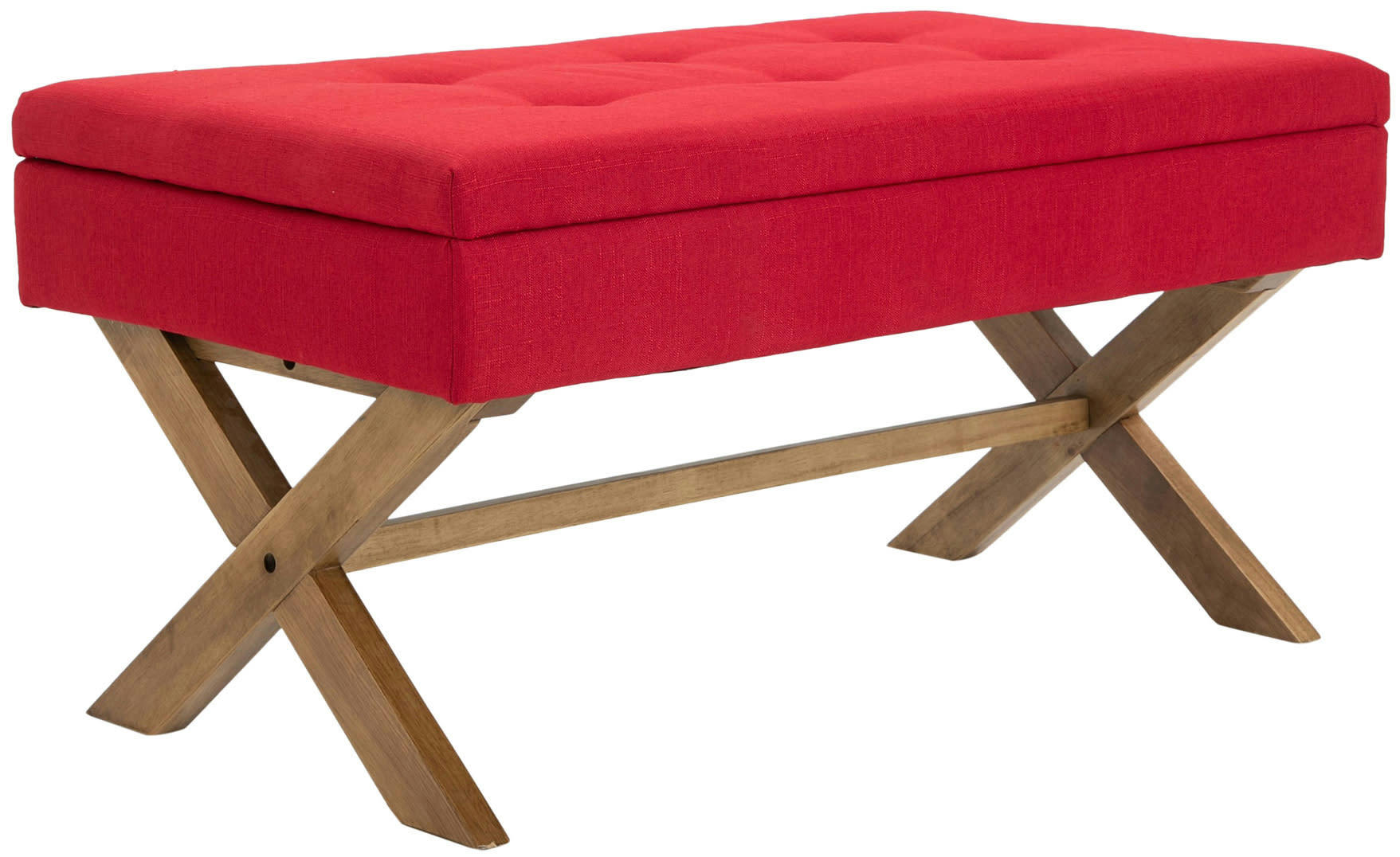 NAMARO - Banquette avec pieds en bois assise en tissu Rouge