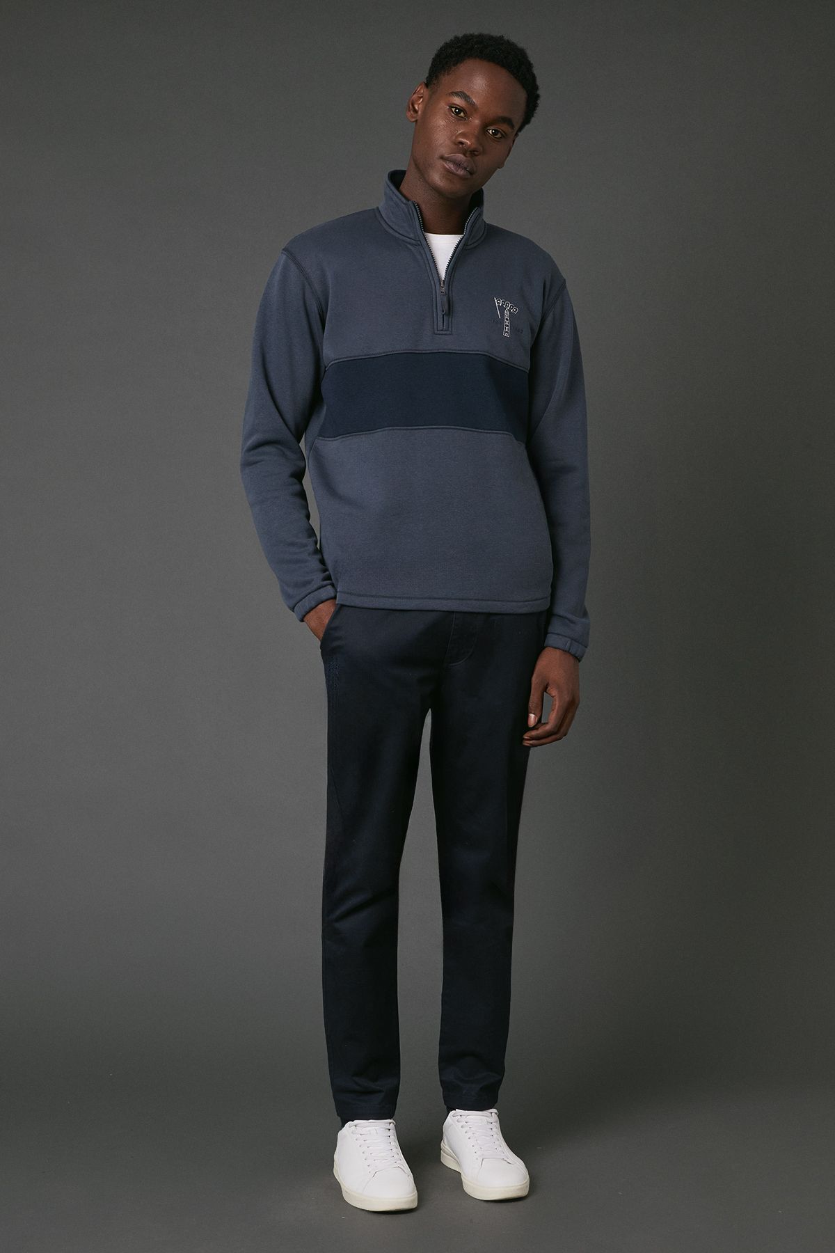 Maine Navy Lighthouse Half Zip Jumper