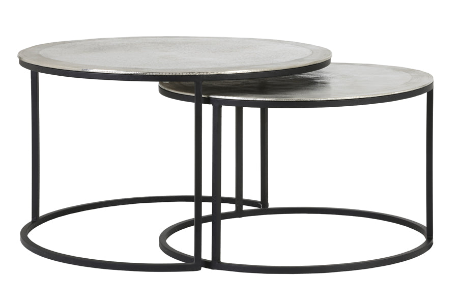 Light & Living salontafel TALCA - Ø75x45cm - zilver - Set van 2