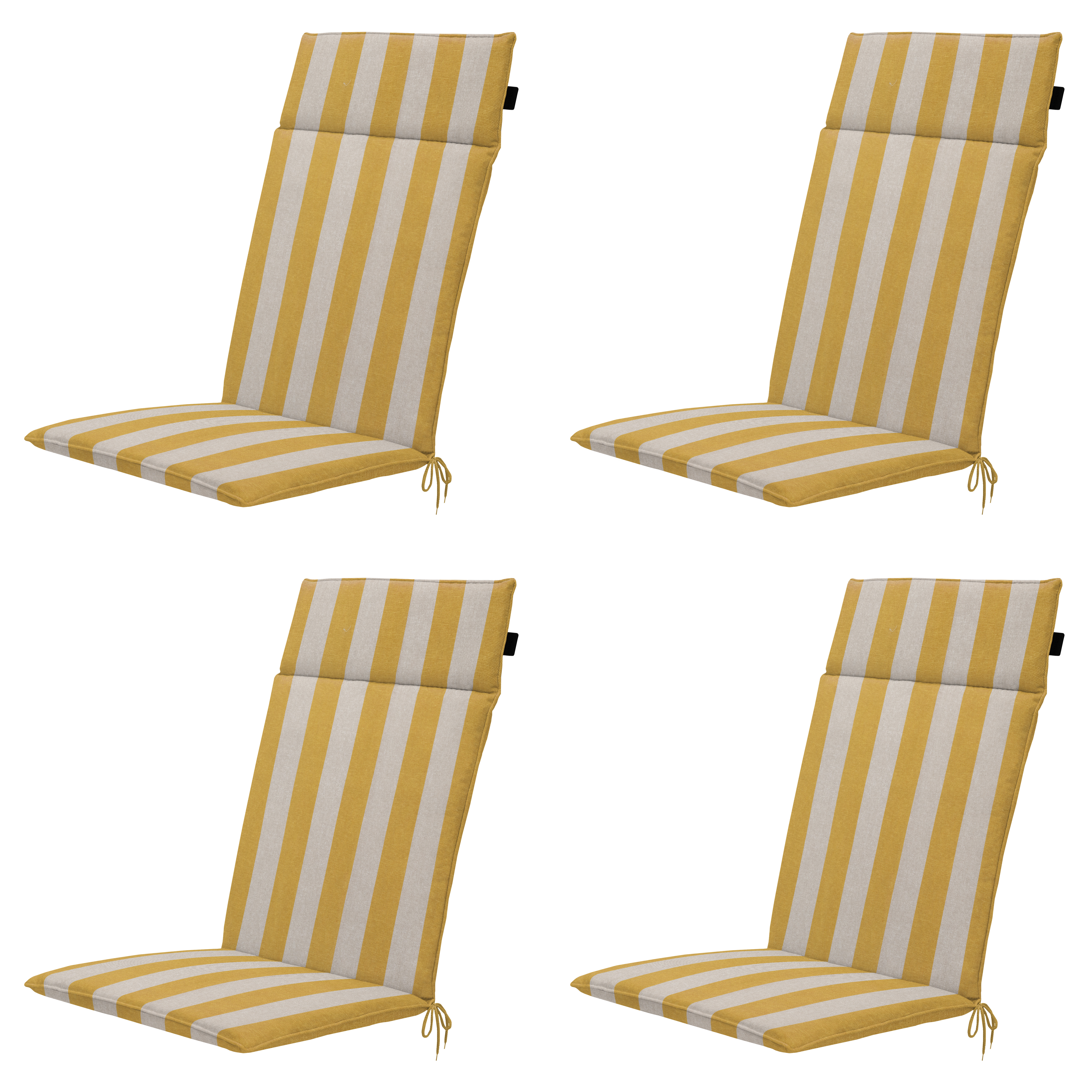 Madison tuintstoelkussen hoge rug Amora - geel - 120x50x4cm - set van 4