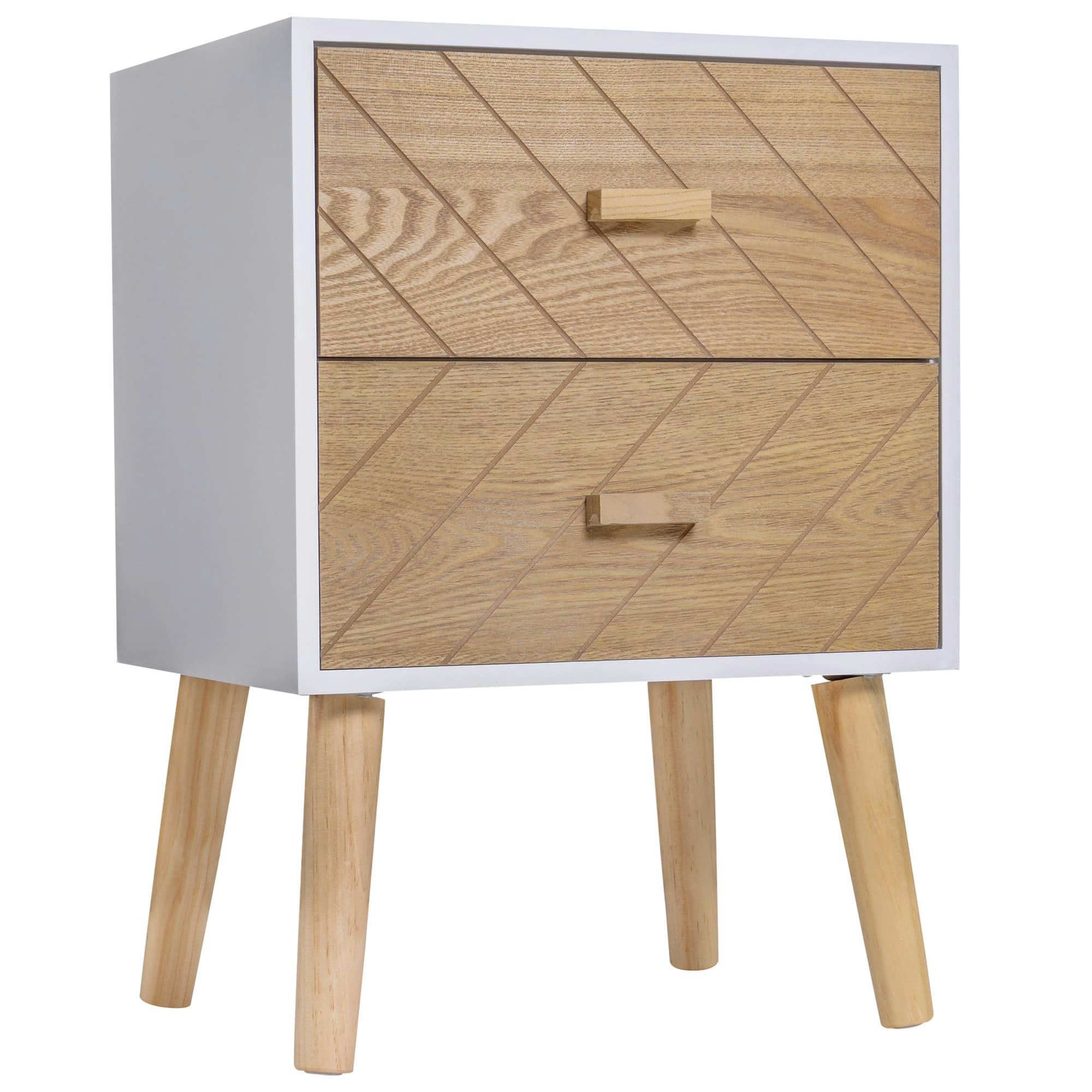 - Chevet design scandinave bicolore blanc hêtre