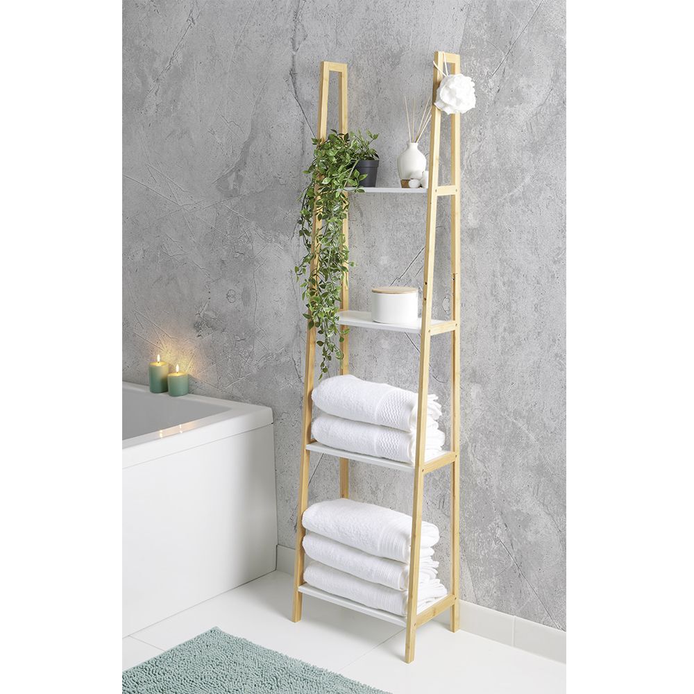 étagère bambou 4 tablettes blanc