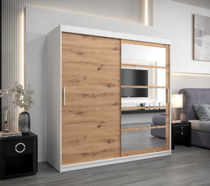 Szafa przesuwna garderoba ROMA 01 200 biały   artisan