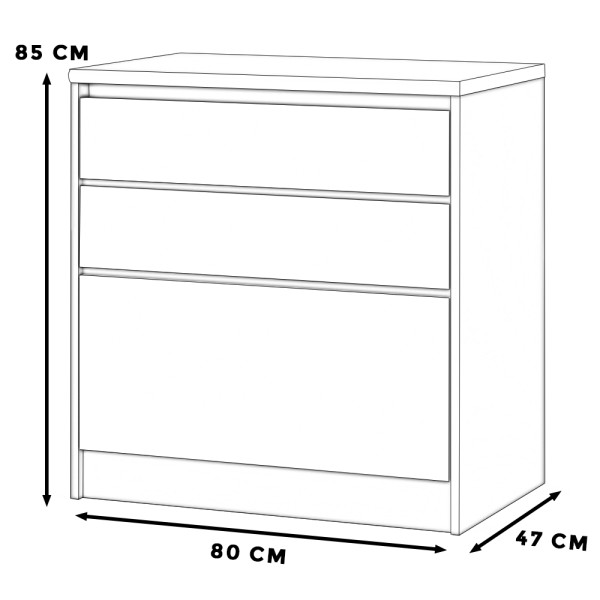 Szafka kuchenna dolna bella 3 szuflady 80cm szary biały mat