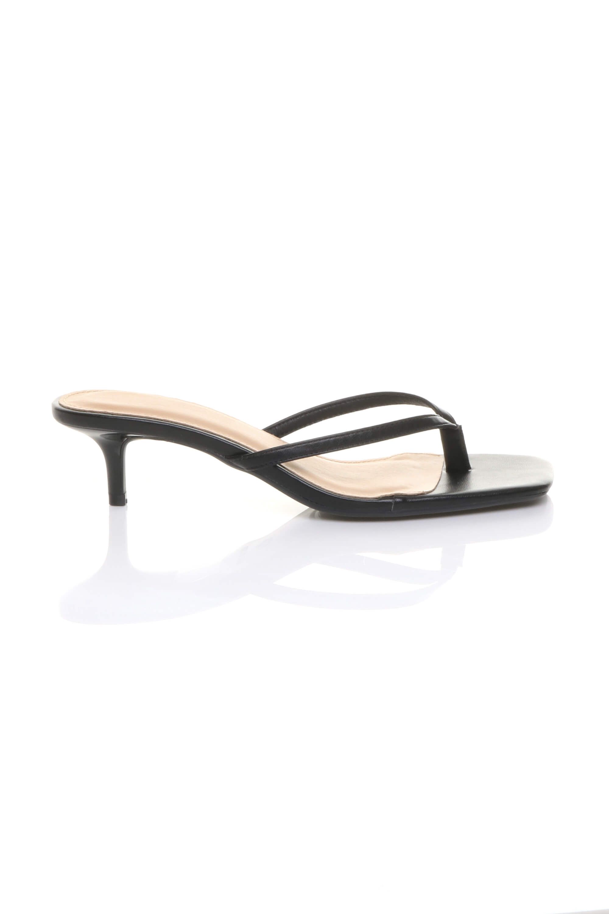 AJVANI Low Kitten Heel Toe Post Slip On Square Toe Sandals